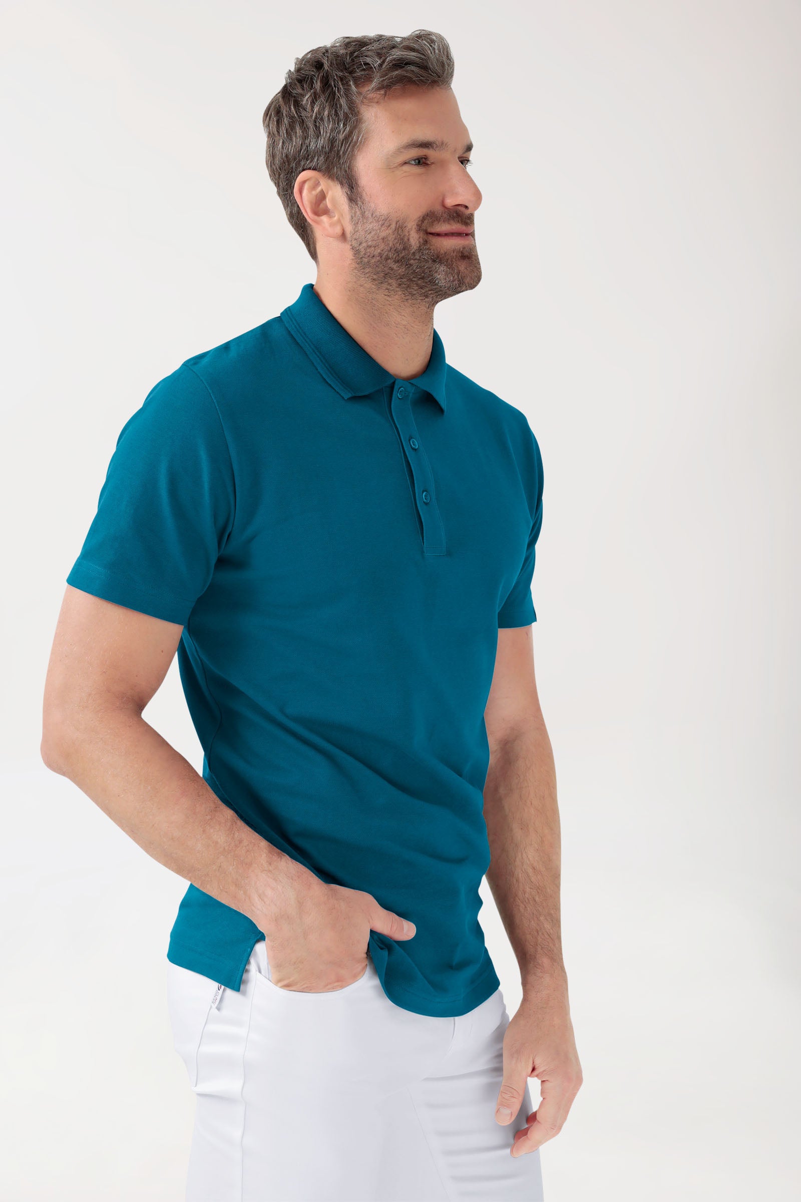 COMFY FLEX Stretch Shirt Herren - Polokragen petrol