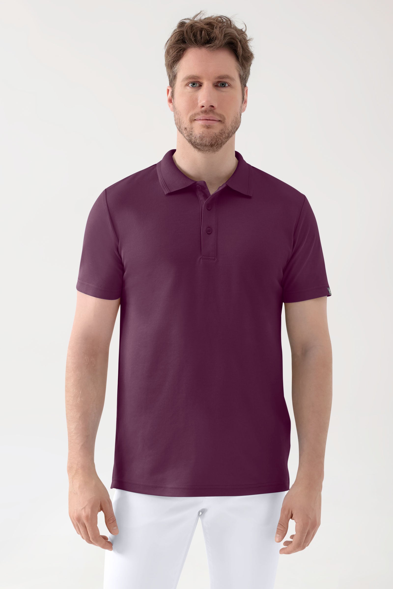 COMFY FLEX Stretch Shirt Herren - Polokragen pflaume