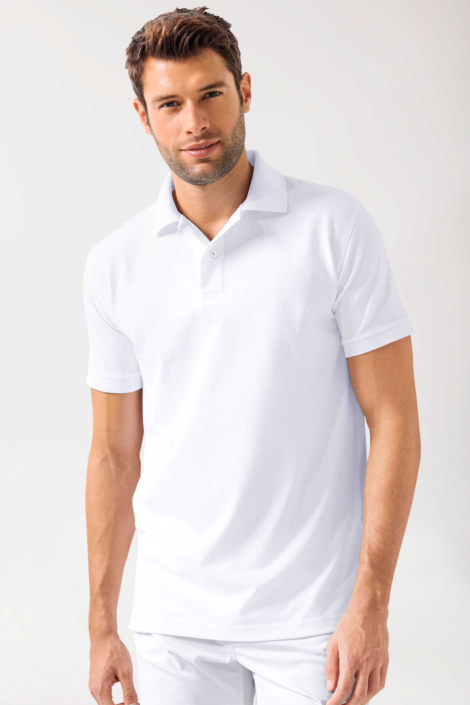 Stretch Shirt Herren - Polokragen weiß