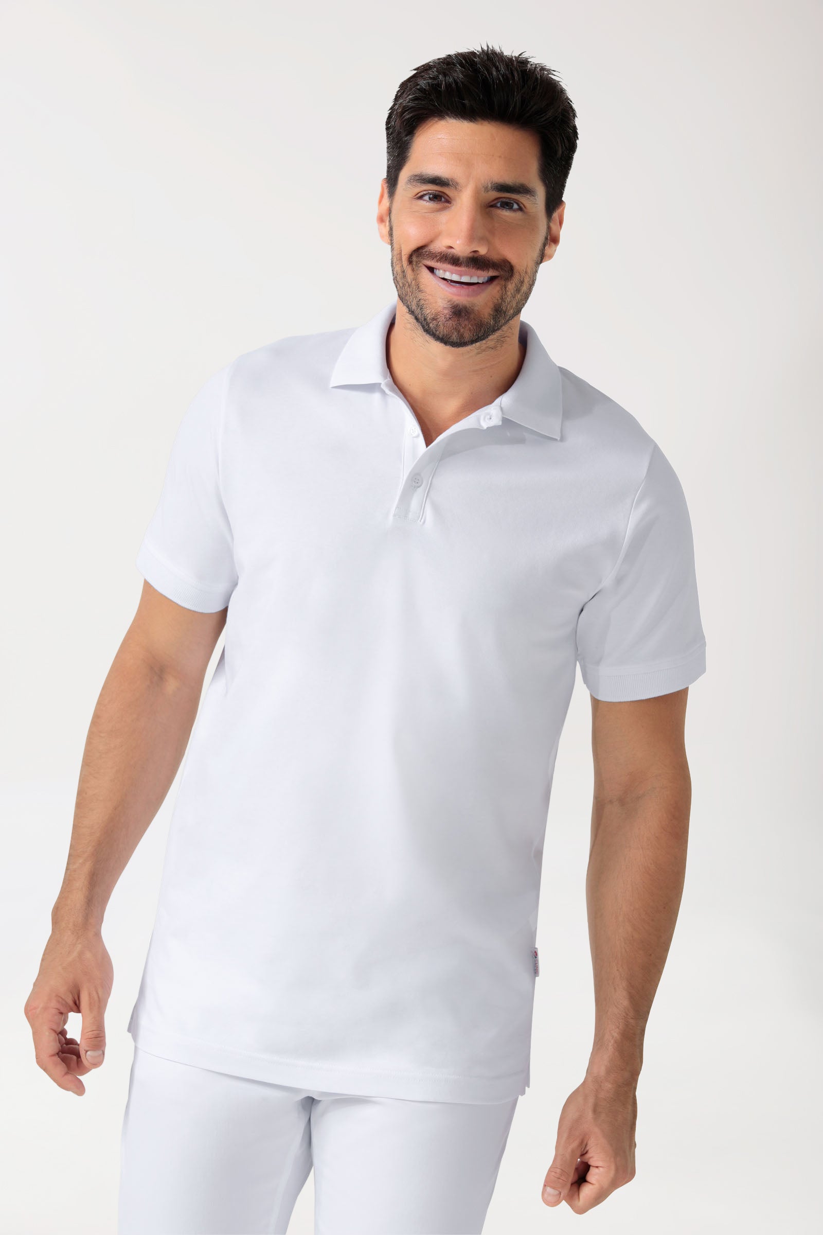 Stretch Shirt Herren - Polokragen - Knopfleiste weiß