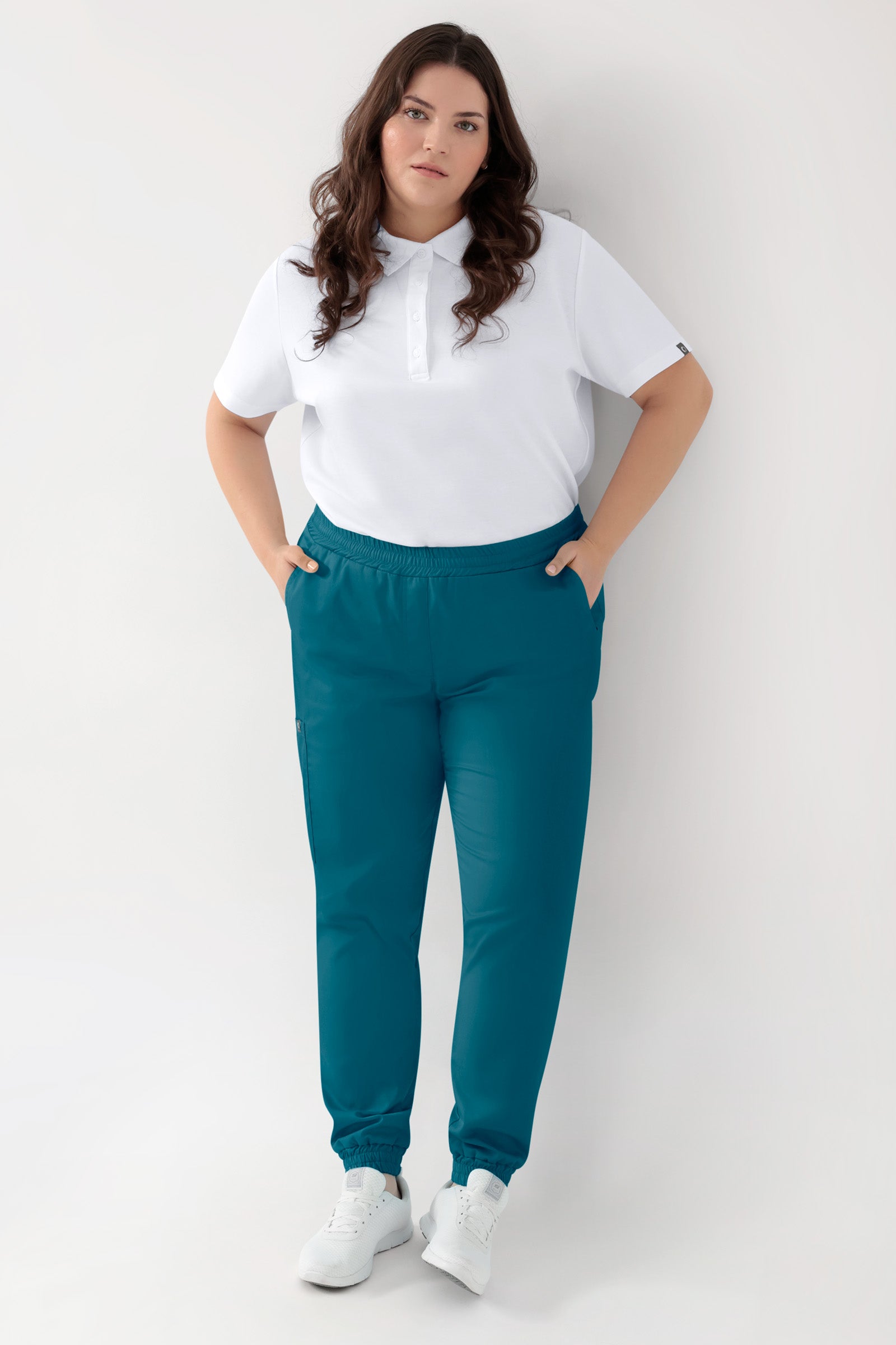 GREEN Stretch Hose Damen - Jogpants Style petrol, Vorderansicht