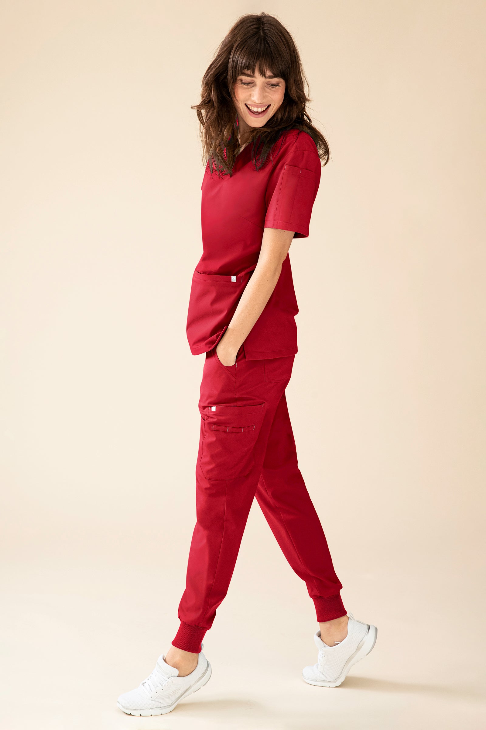 KAERE Schlupfkasack Damen - V-Ausschnitt rot