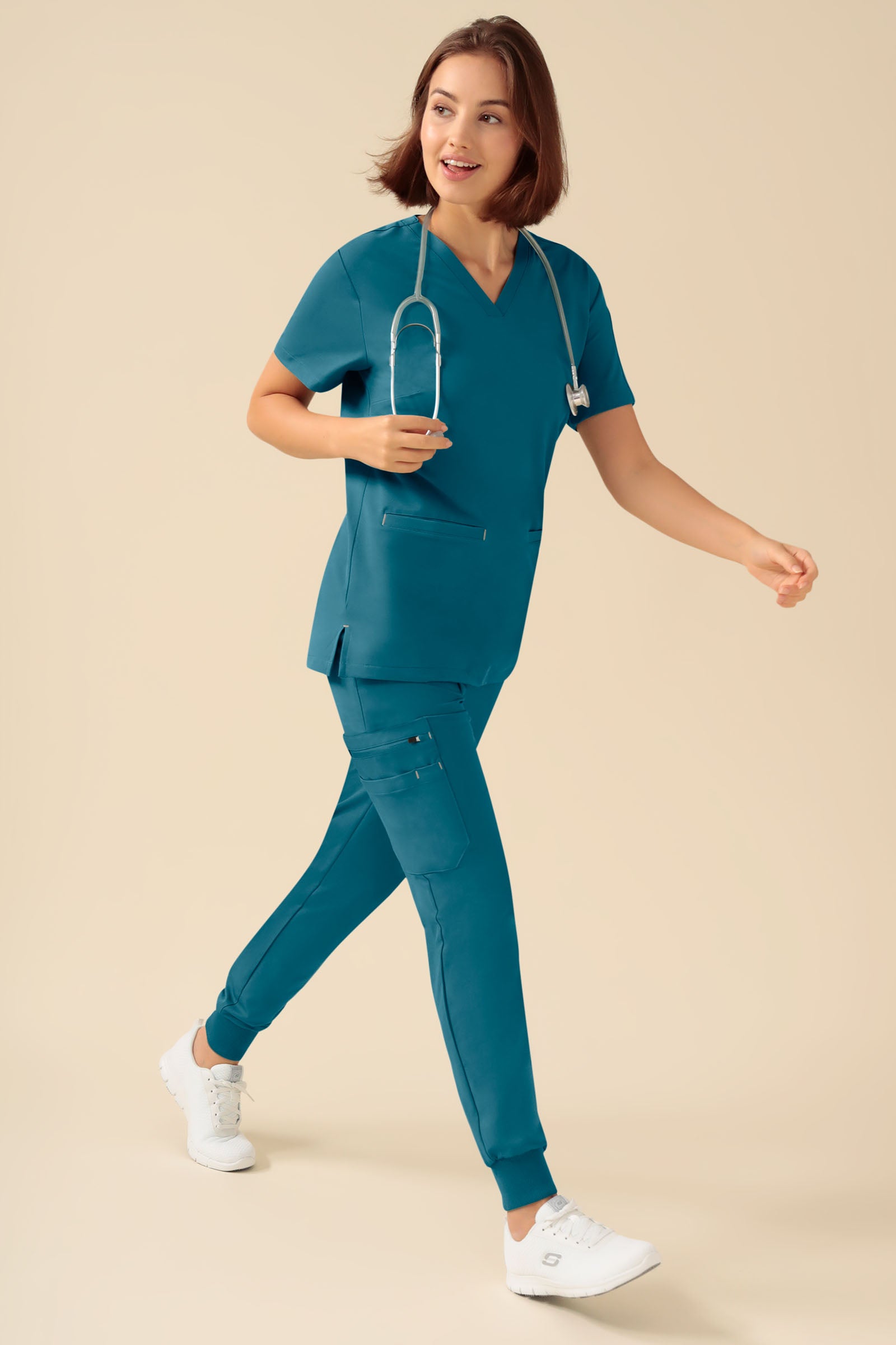 KAERE Schlupfkasack Damen - V-Ausschnitt petrol