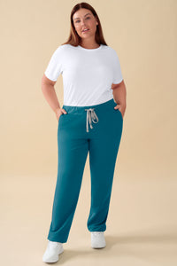 KAERE Hose Damen - gerader Saum ohne Beintaschen petrol