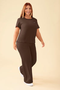 KAERE Shirt Damen - Rundhalsausschnitt coffee