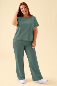 KAERE Shirt Damen - Rundhalsausschnitt dunkelgrün