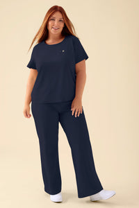 KAERE Shirt Damen - Rundhalsausschnitt navy