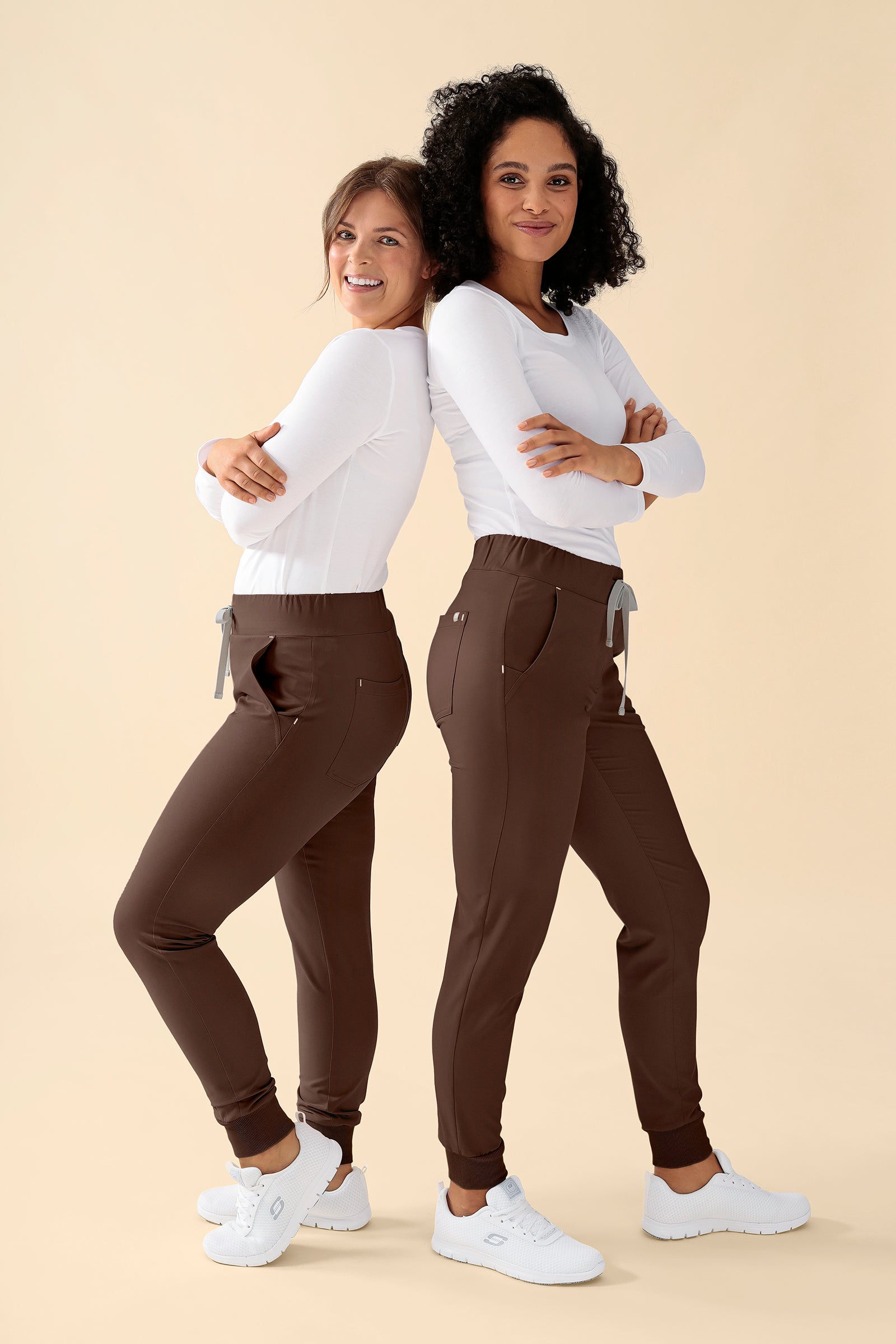 KAERE Hose Damen Normale Größe - Saumabschluss mit Strickbund coffee, Vorderansicht