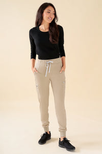 KAERE Hose Damen - Saumbündchen mit Beintaschen sand