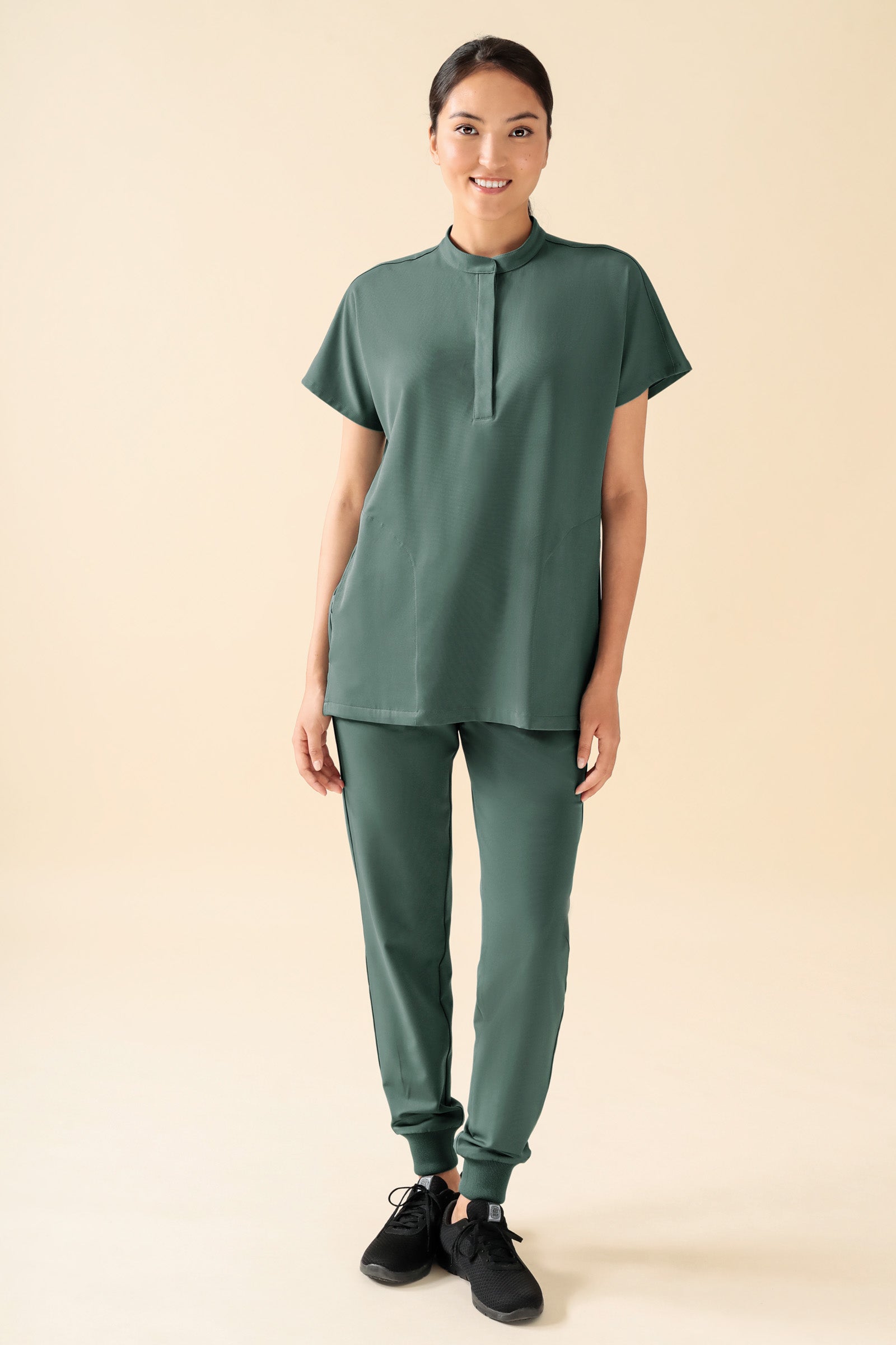 KAERE Schlupfkasack Damen - Stehkragen dunkelgrün