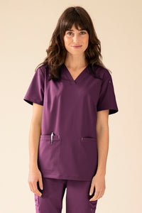 KAERE Schlupfkasack Damen - V-Ausschnitt pflaume