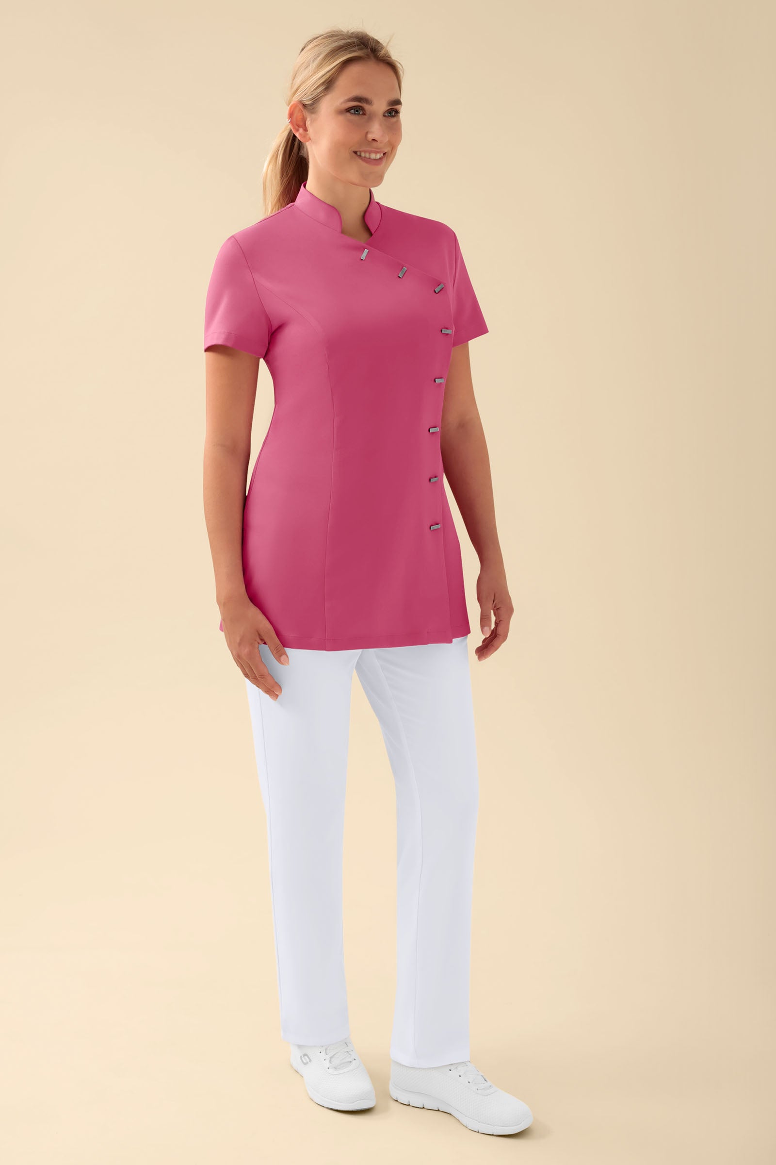 KAERE Kasack Damen - asymmetrische Knopfleiste rosenholz