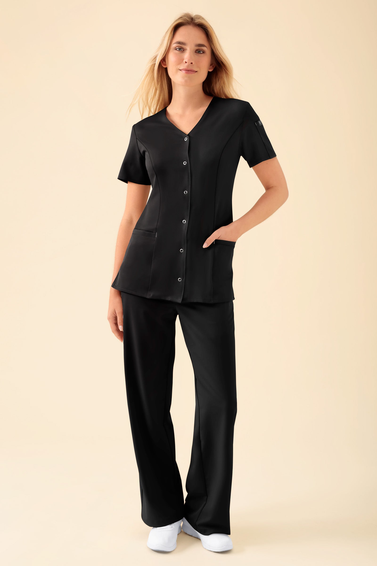 KAERE Kasack Damen - durchgeknöpft schwarz