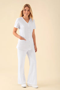 KAERE Kasack Damen - durchgeknöpft weiß