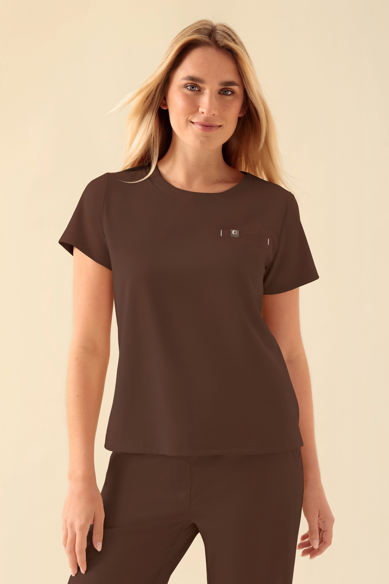 KAERE Shirt Damen - Rundhalsausschnitt coffee