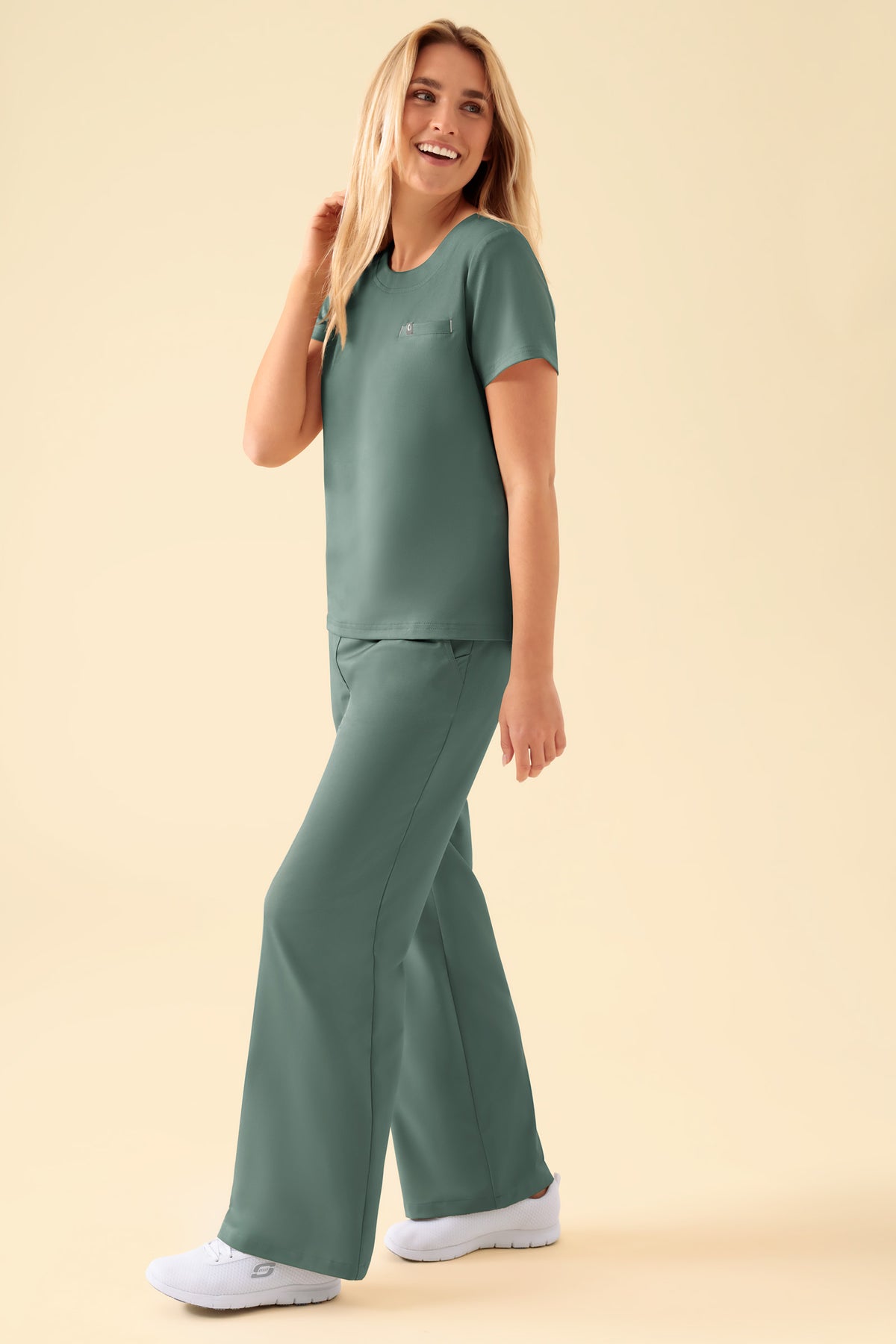 KAERE Shirt Damen - Rundhalsausschnitt dunkelgrün