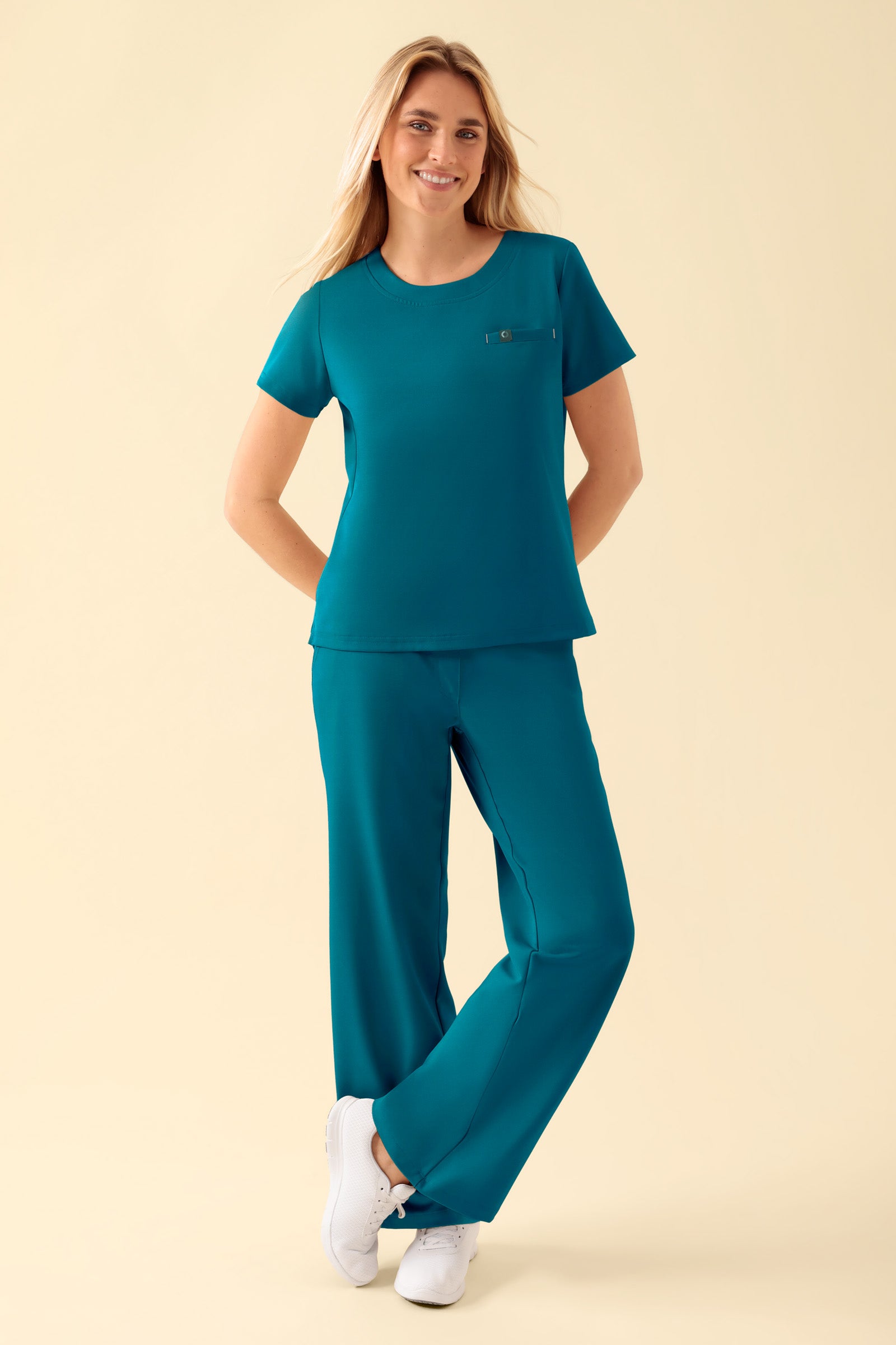 KAERE Shirt Damen - Rundhalsausschnitt petrol