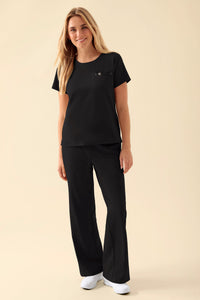 KAERE Shirt Damen - Rundhalsausschnitt schwarz