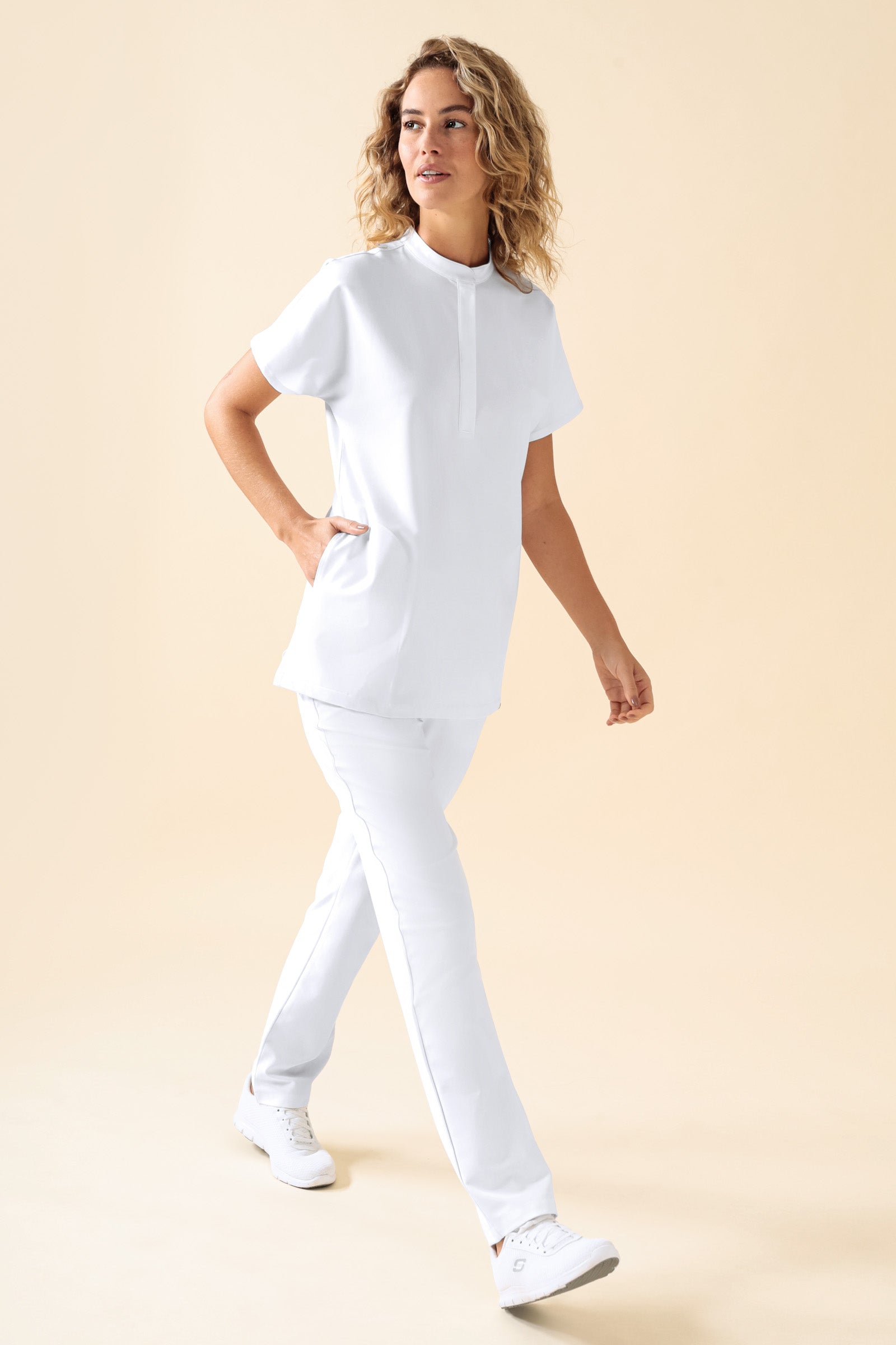 KAERE Schlupfkasack Damen - Stehkragen weiß