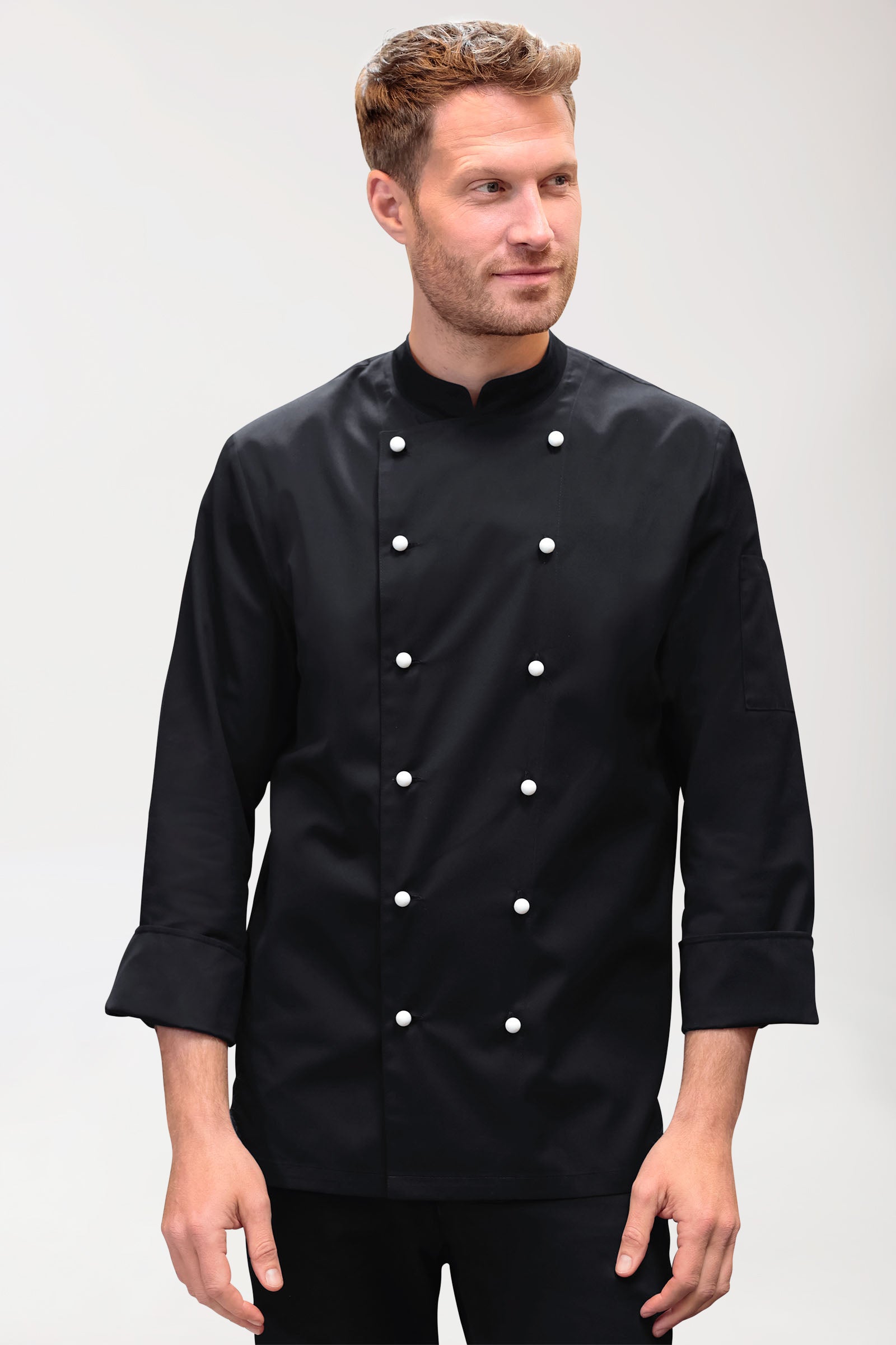 Gastro Kochjacke Herren - 6er Knopfreihe - 1/1 Arm schwarz