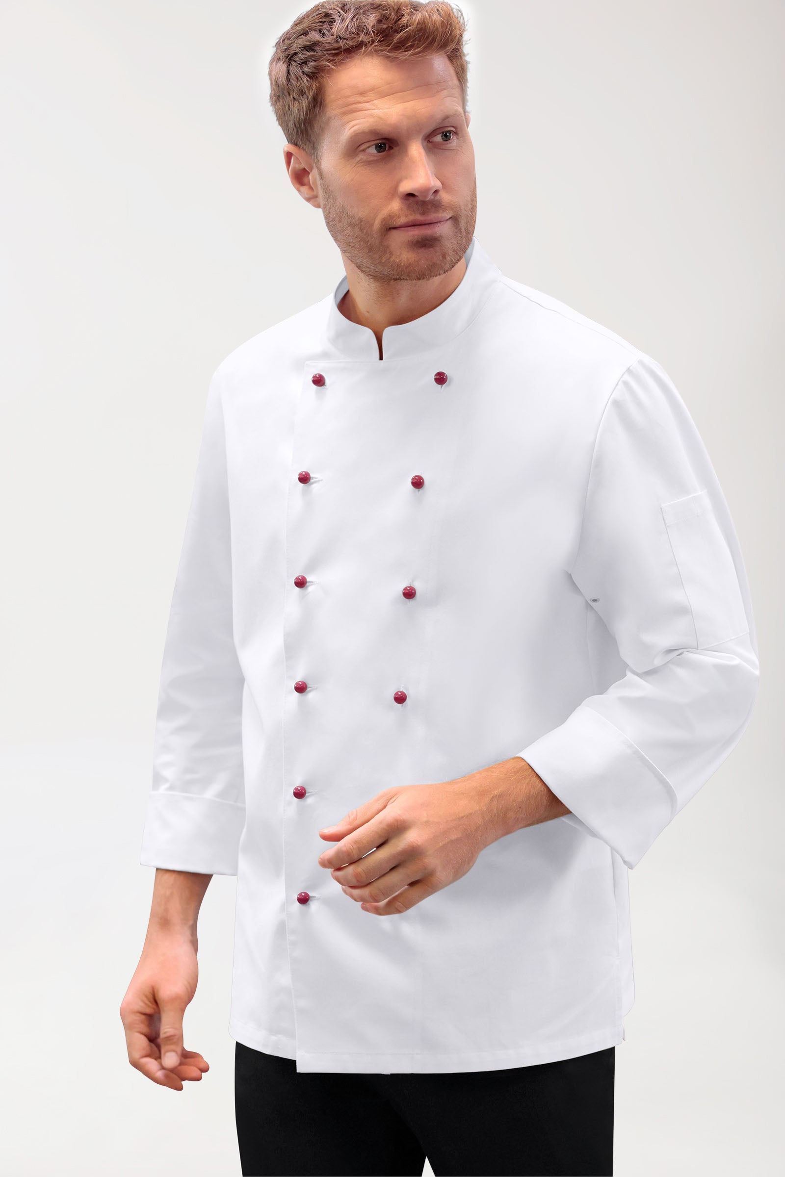 Gastro Kochjacke Herren aus Baumwolle - 1/1 Arm weiß