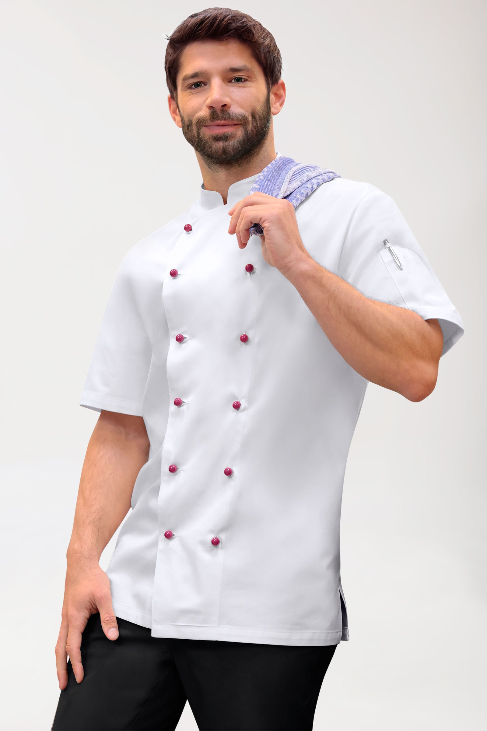 Gastro Kochjacke Herren - 1/2 Arm weiß