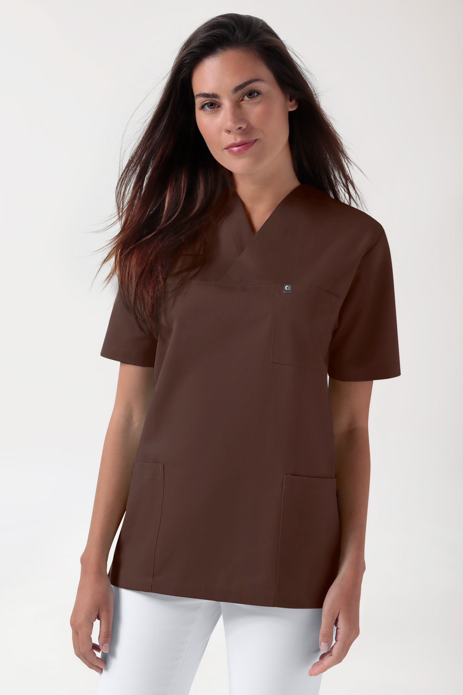 GREEN Stretch Schlupfkasack Unisex - V-Ausschnitt coffee