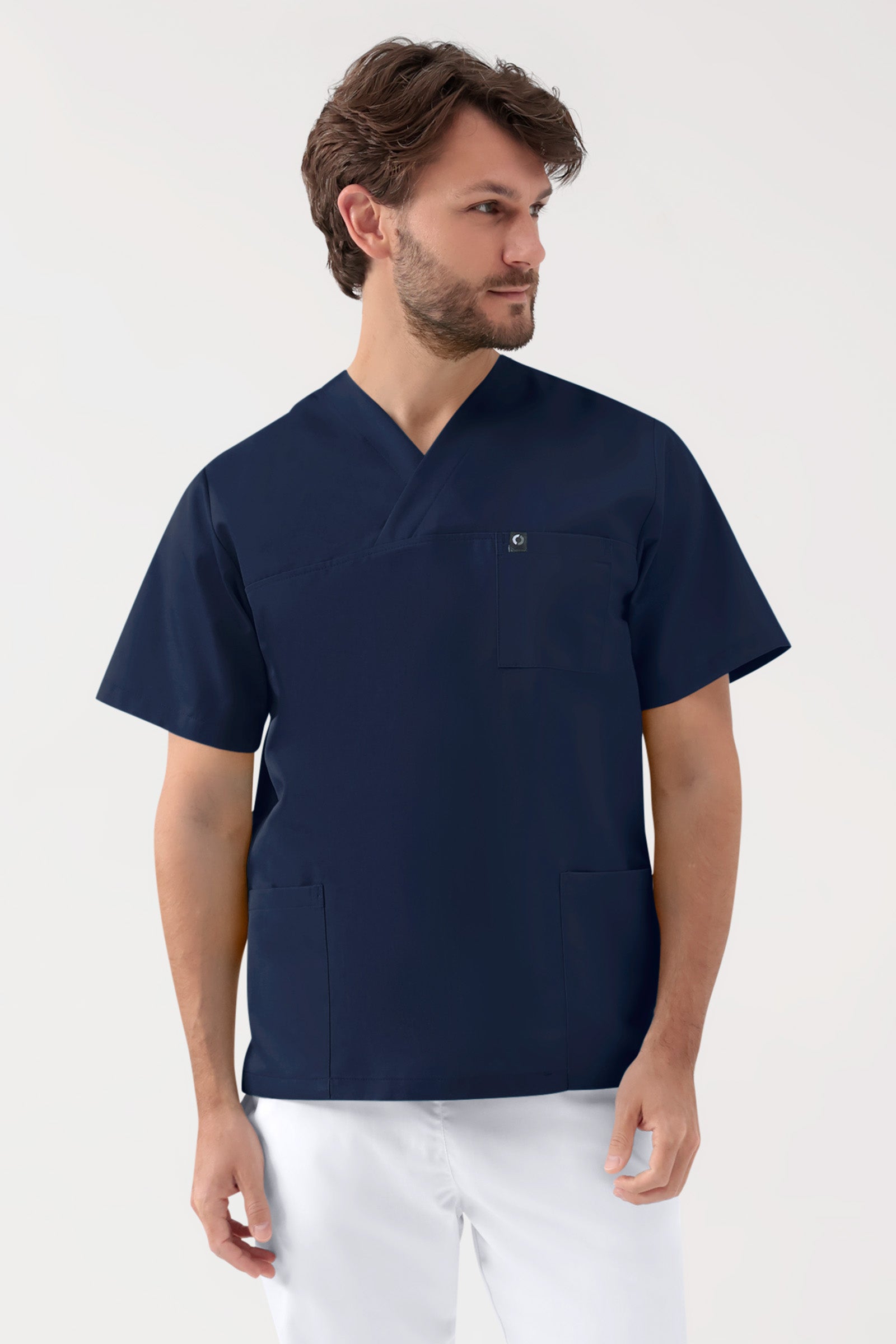 GREEN Stretch Schlupfkasack Unisex - V-Ausschnitt navy, Vorderansicht