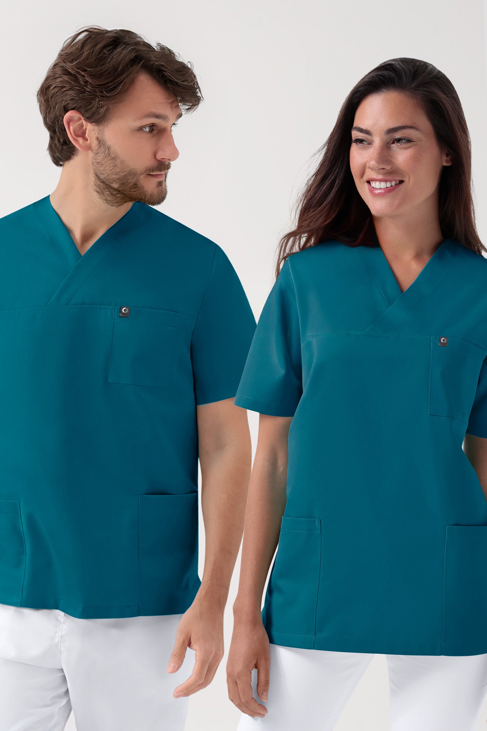 GREEN Stretch Schlupfkasack Unisex - V-Ausschnitt petrol