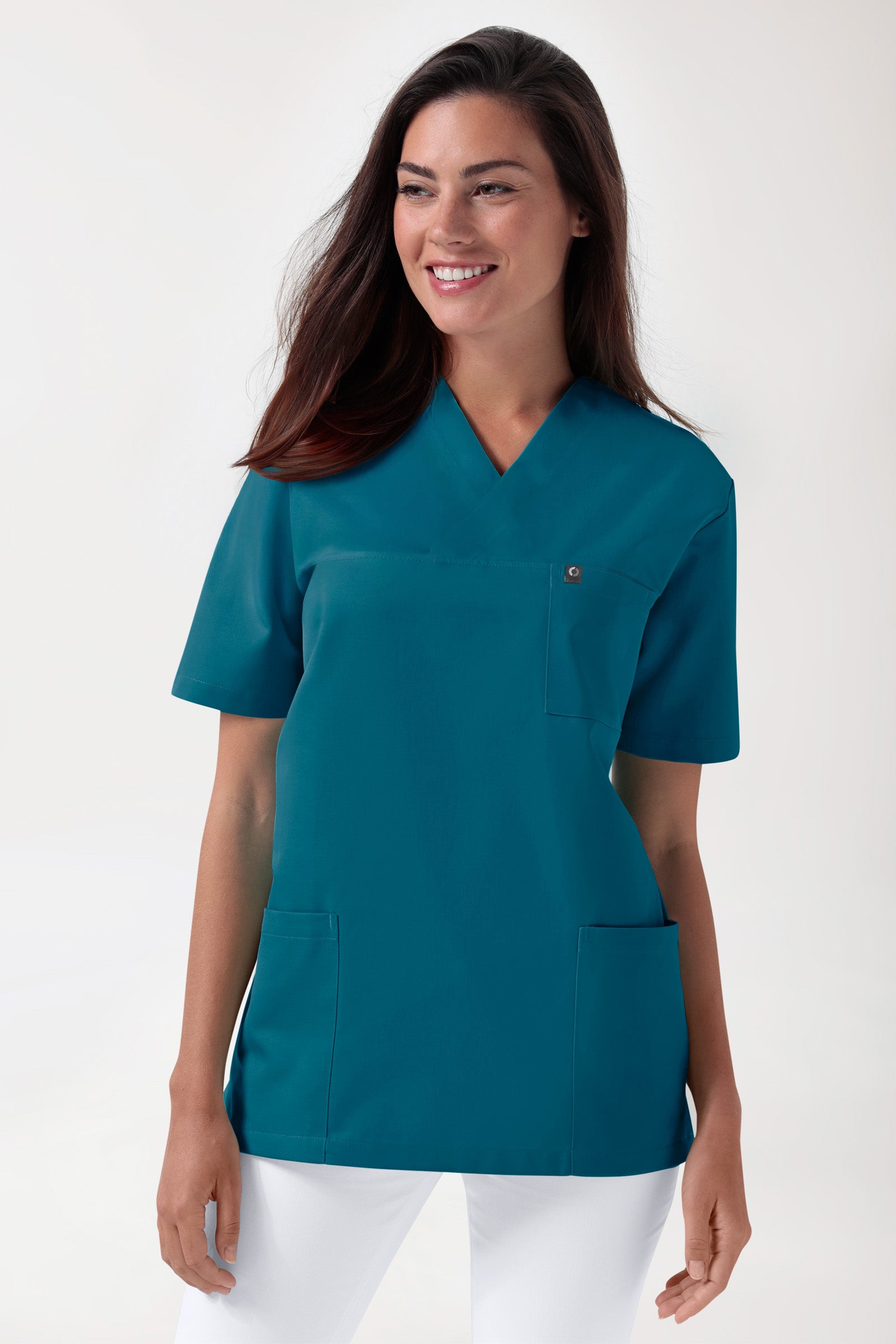 GREEN Stretch Schlupfkasack Unisex - V-Ausschnitt petrol