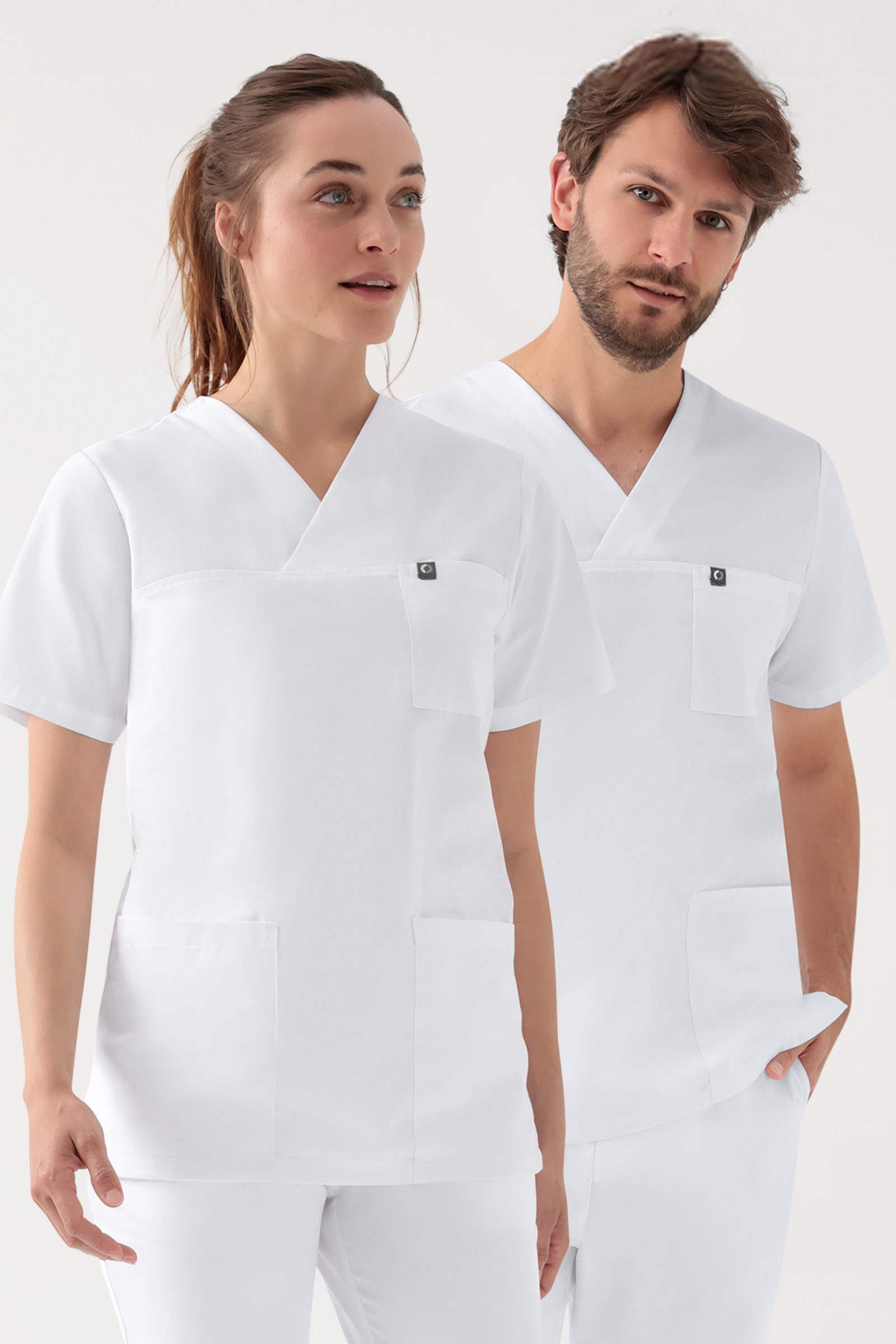 GREEN Stretch Schlupfkasack Unisex - V-Ausschnitt weiß