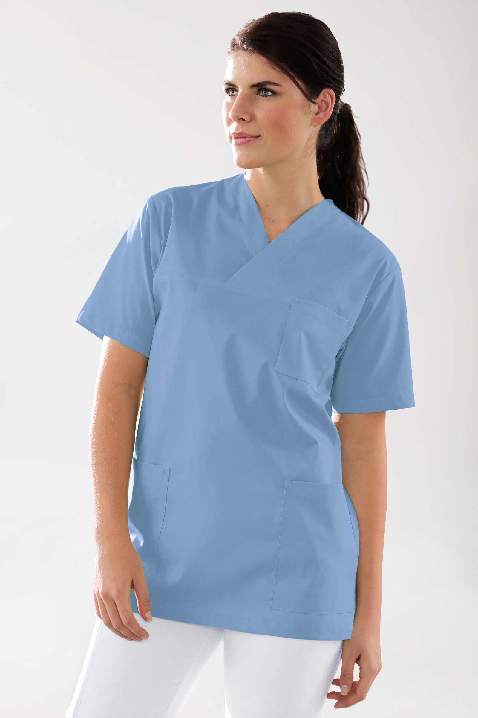 Stretch Schlupfkasack Unisex - V-Ausschnitt himmelblau