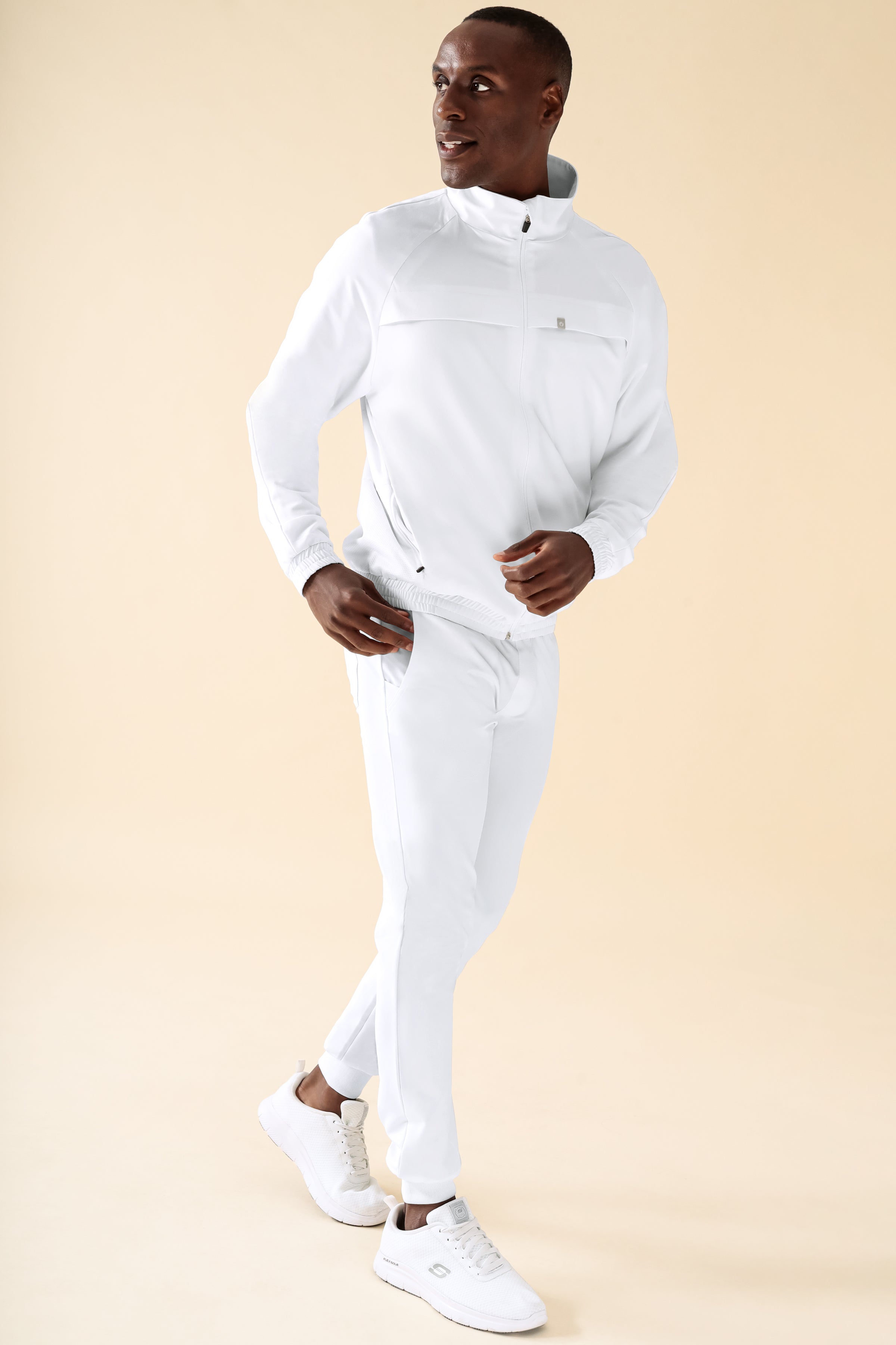 KAERE Blousonjacke Herren - mit elastischen Bündchen weiß, Vorderansicht
