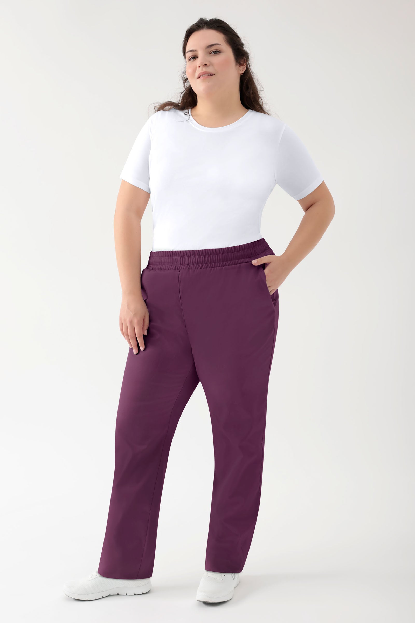 GREEN Stretch Hose Unisex - Rundumgummibund pflaume