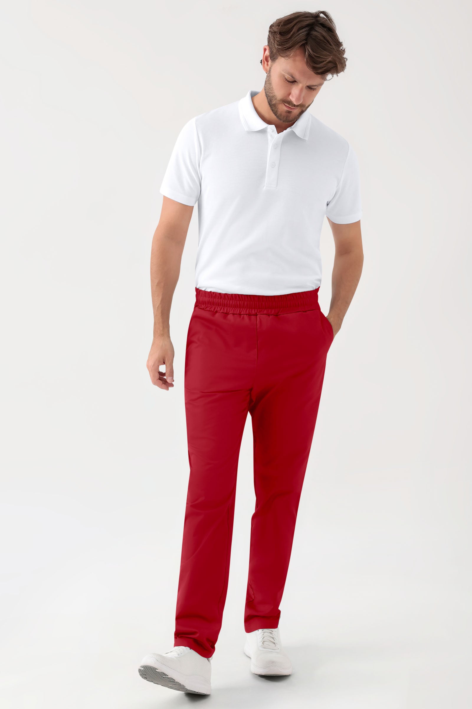 GREEN Stretch Hose Unisex - Rundumgummibund rot