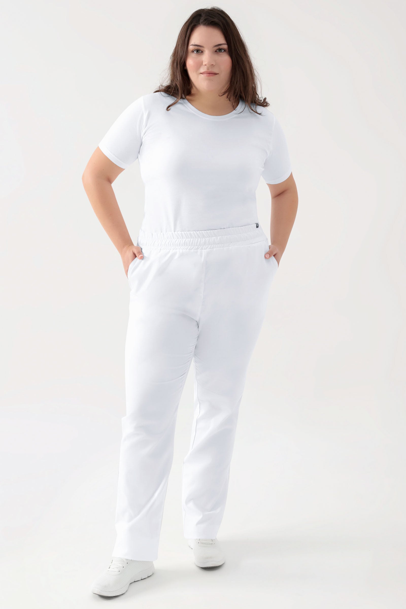 GREEN Stretch Hose Unisex - Rundumgummibund weiß