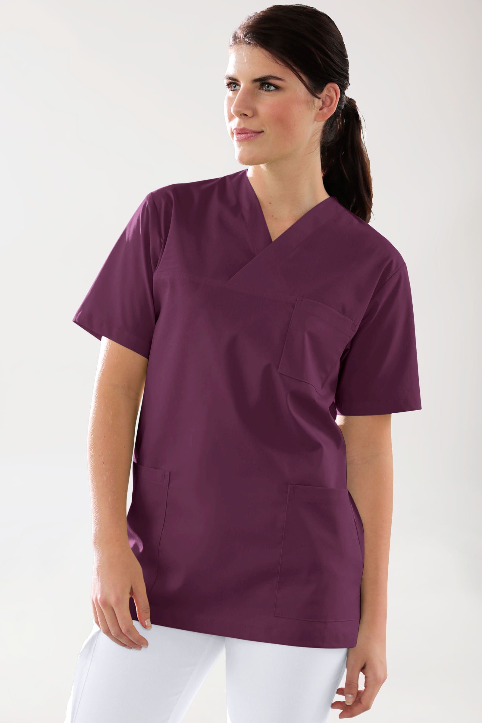 Stretch Schlupfkasack Unisex - V-Ausschnitt pflaume