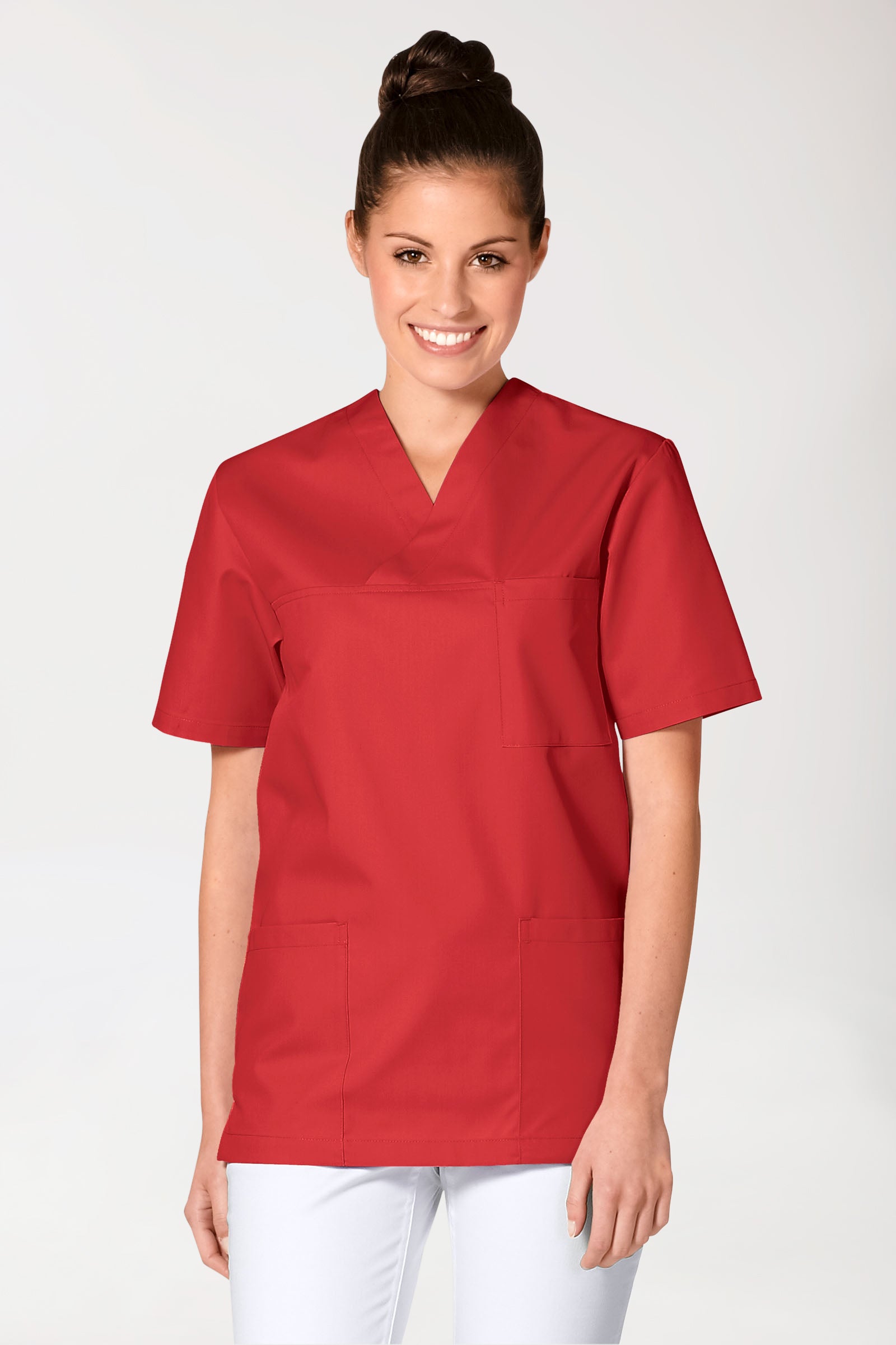 JUST STRONG Schlupfkasack Unisex - V-Ausschnitt rot, Vorderansicht
