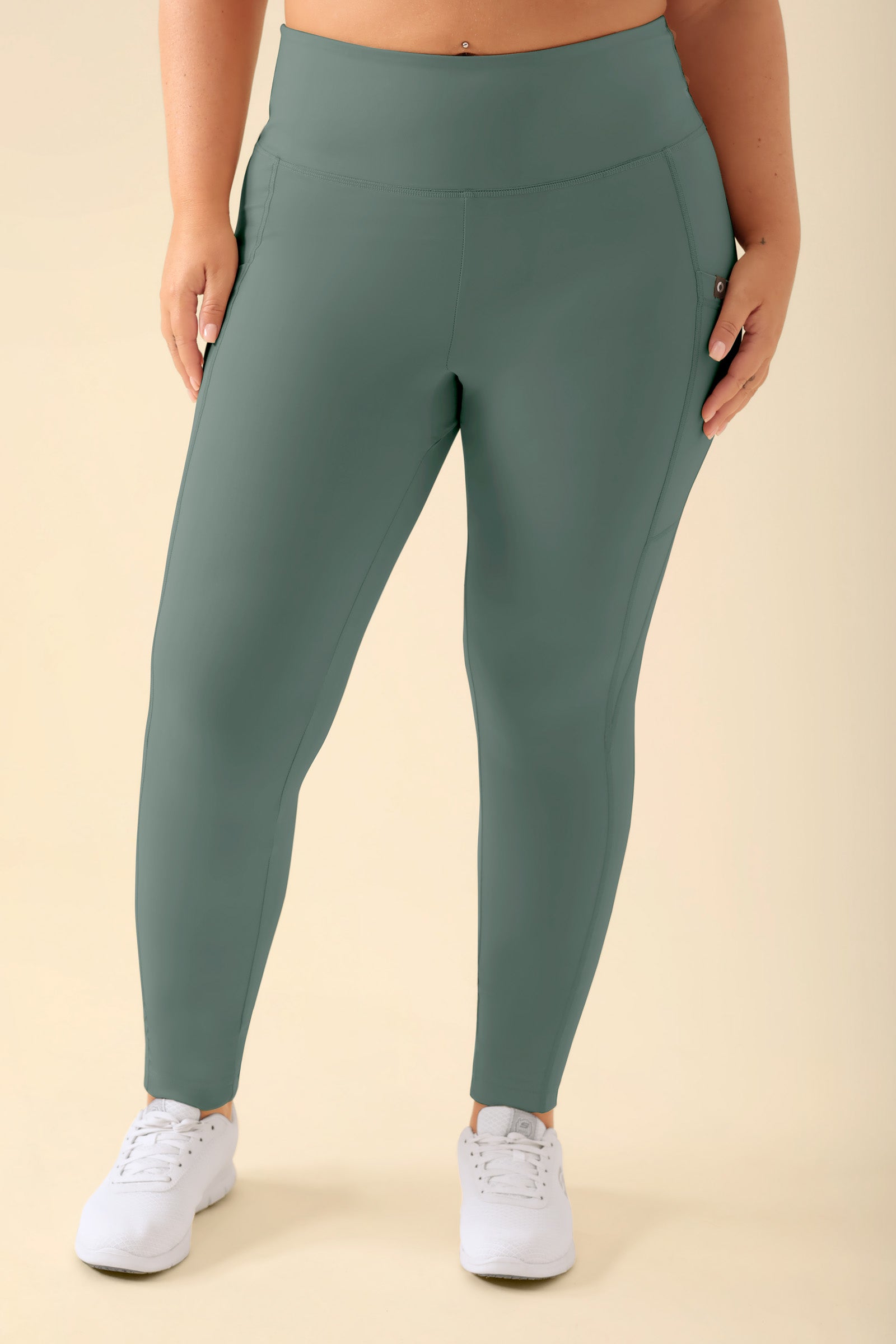 KAERE Leggings Damen - super elastisch dunkelgrün, Vorderansicht