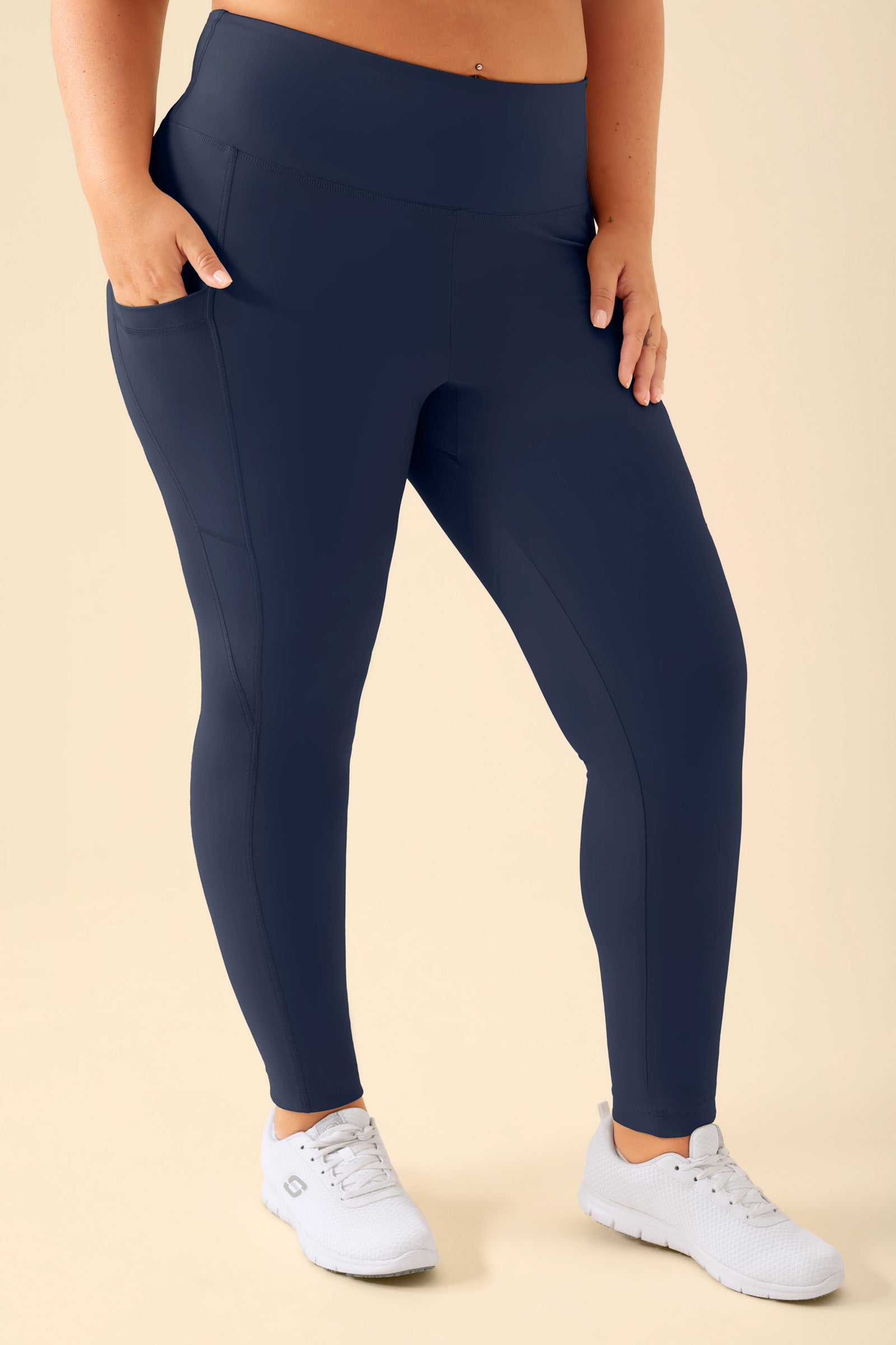 KAERE Leggings Damen - super elastisch navy, Vorderansicht