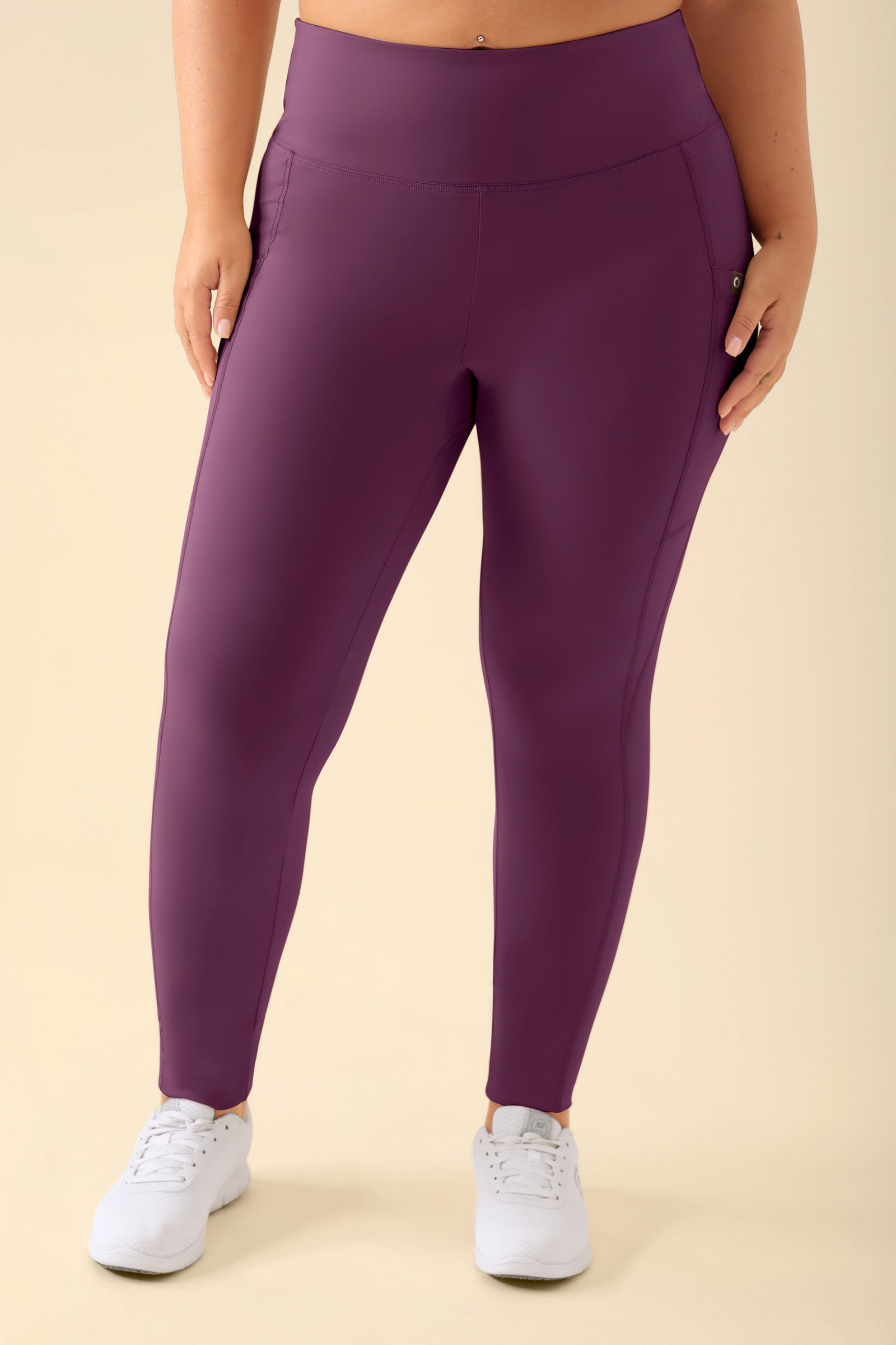 KAERE Leggings Damen - super elastisch pflaume, Vorderansicht