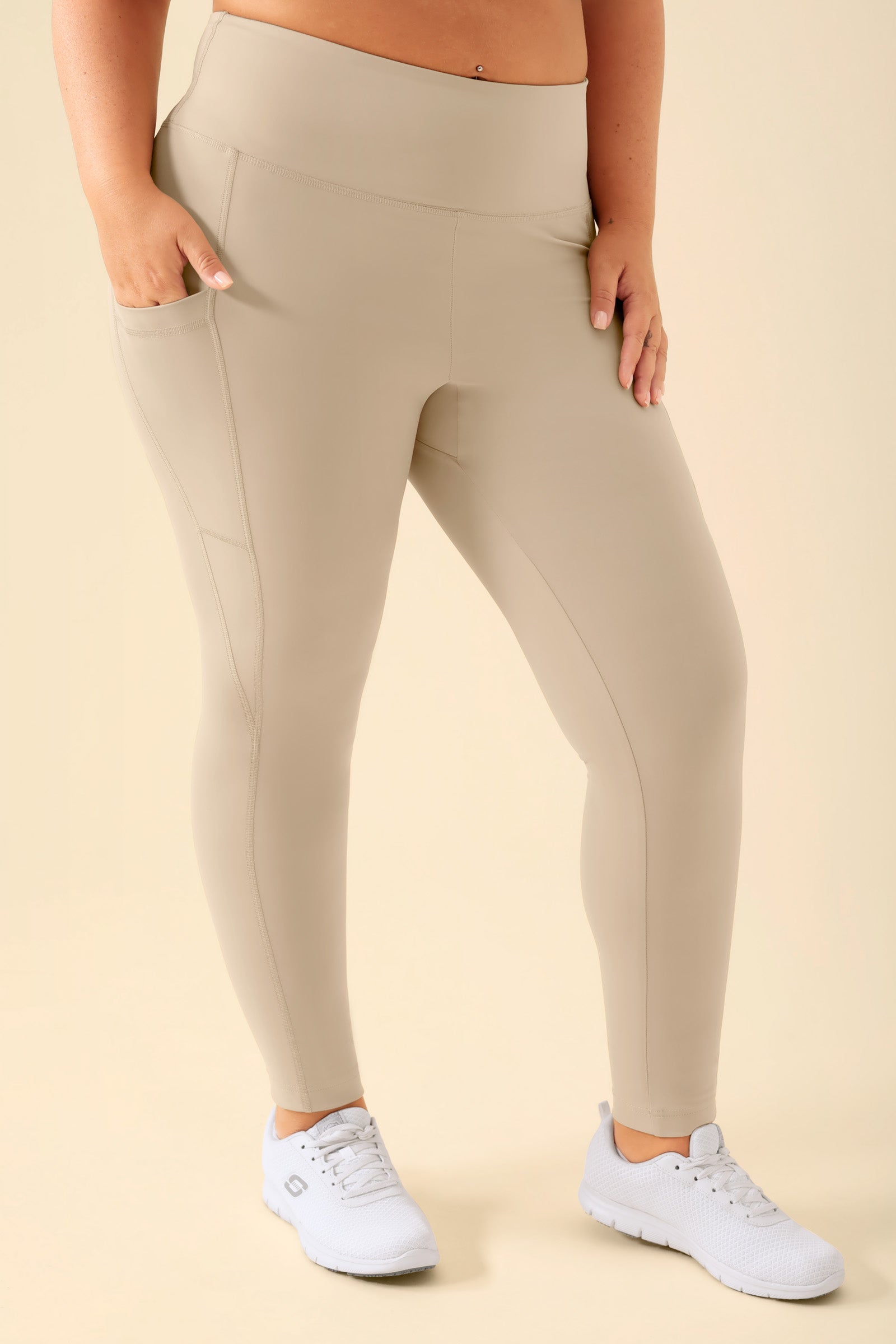 KAERE Leggings Damen - super elastisch sand, Vorderansicht