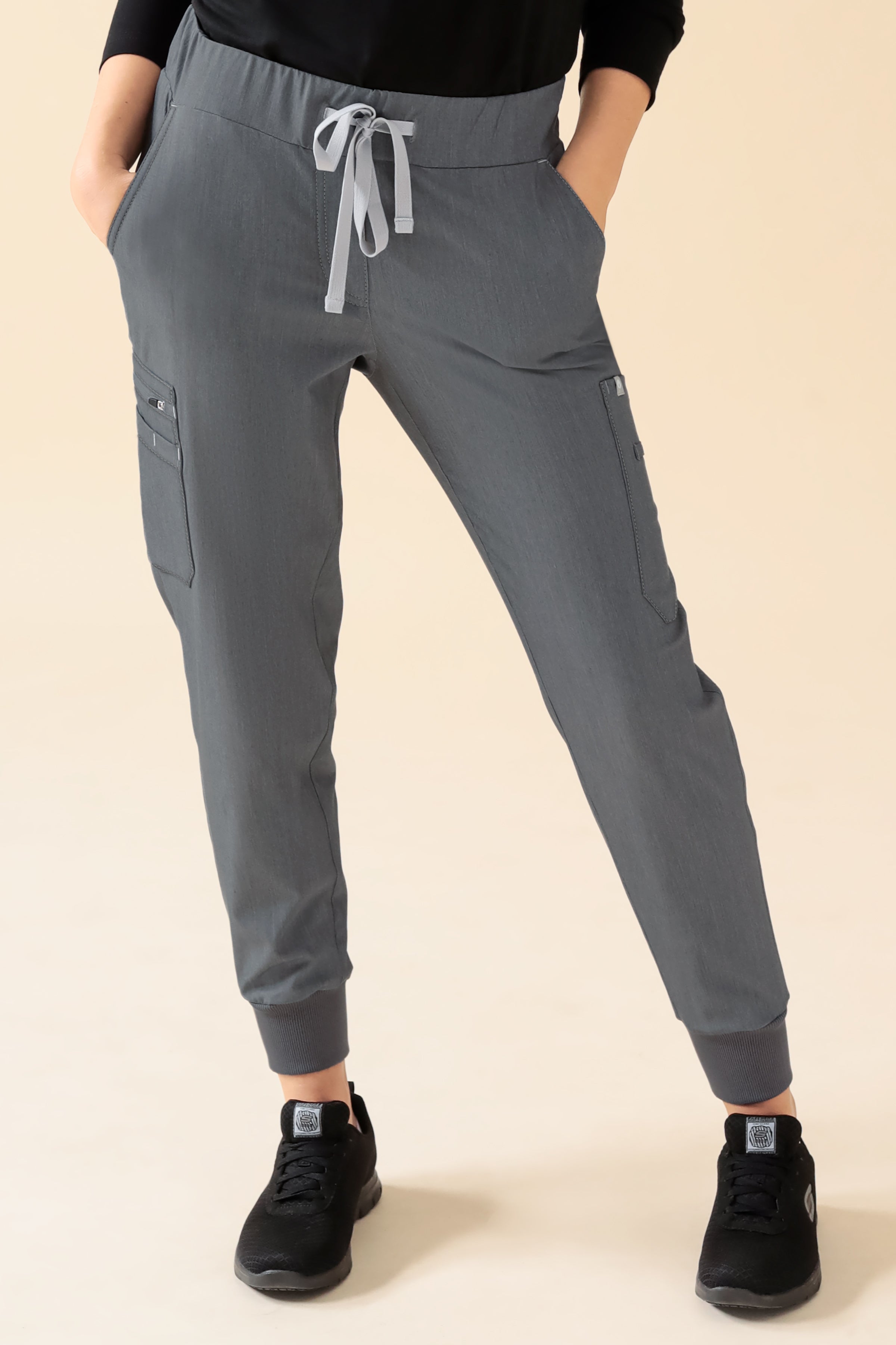 KAERE Hose Damen - Saumbündchen Kurzgr. mit Beintaschen grau melange