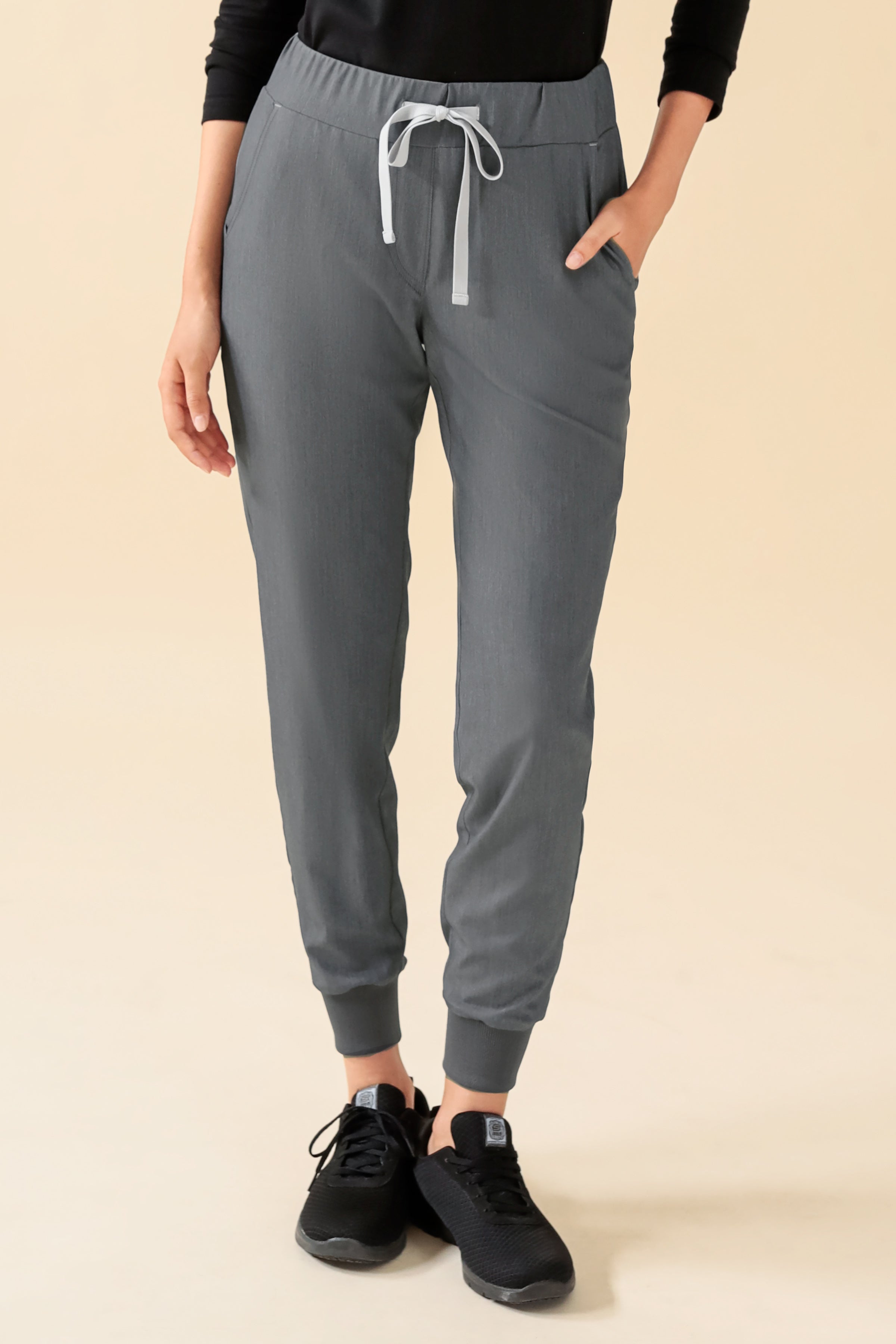 KAERE Hose Damen - Saumbündchen ohne Beintaschen grau melange