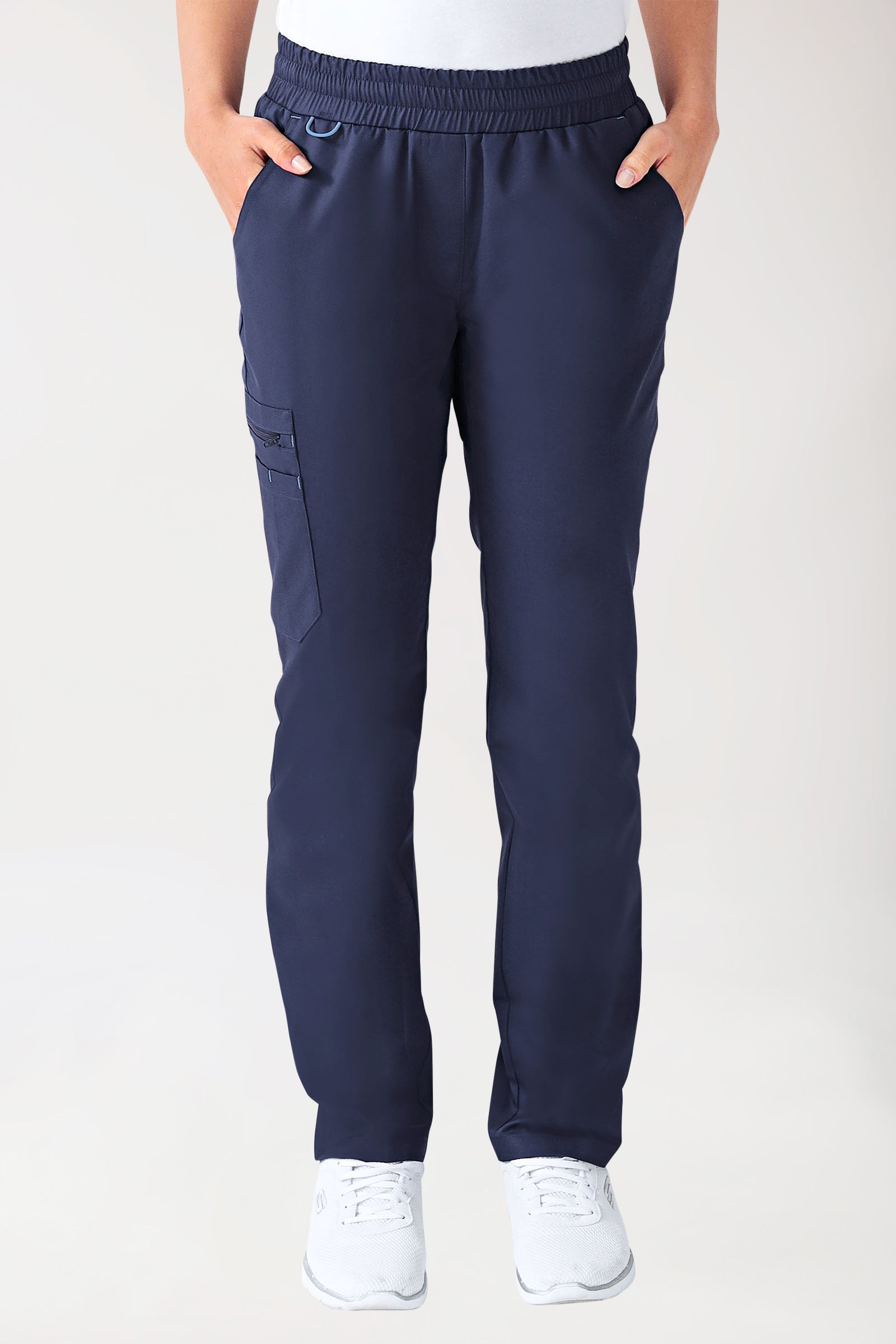 CLINIC STRETCH Hose Damen - gerader Saum navy/himmelblau