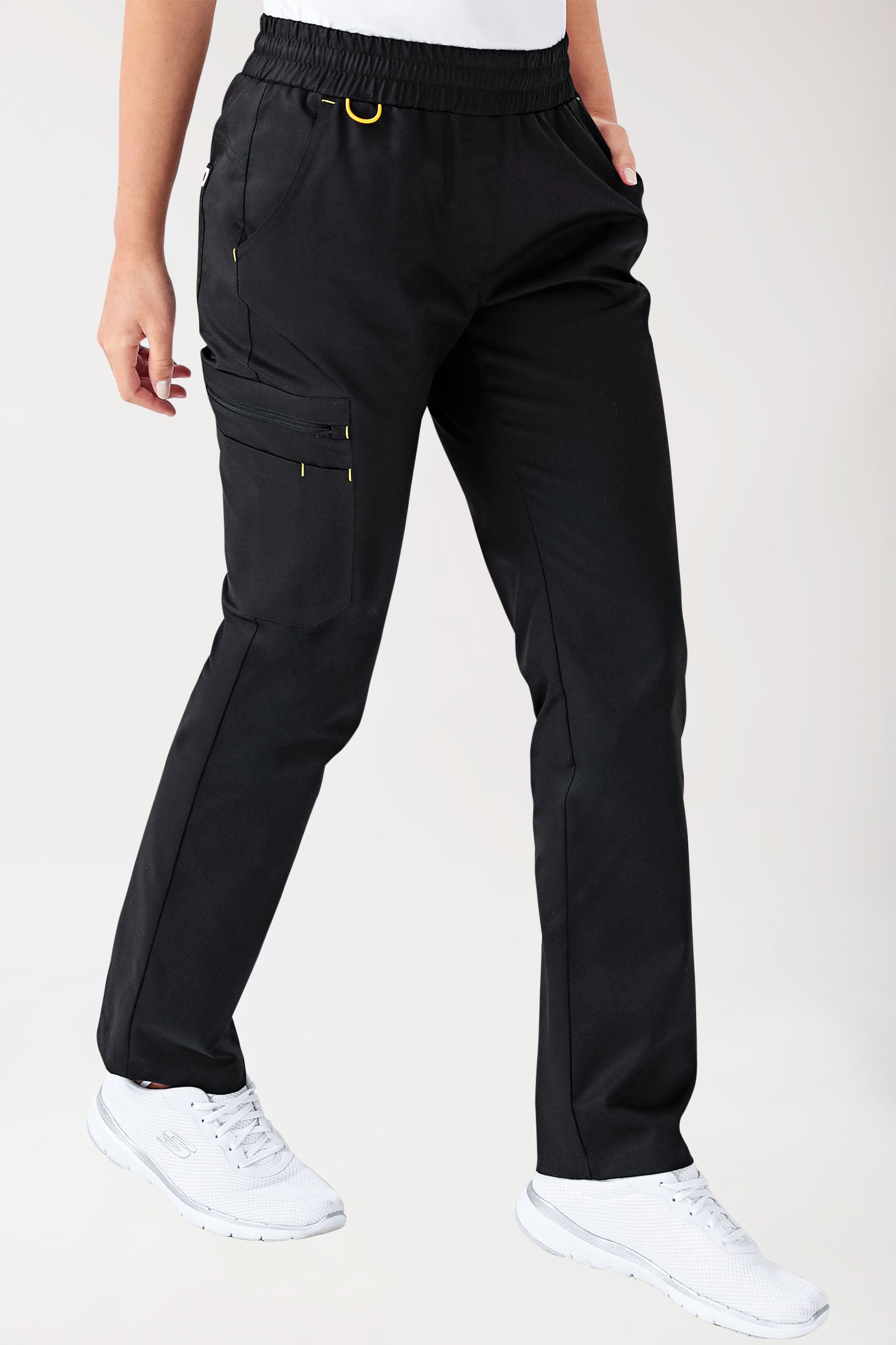 CLINIC STRETCH Hose Damen - gerader Saum Kurzgr. schwarz/gelb