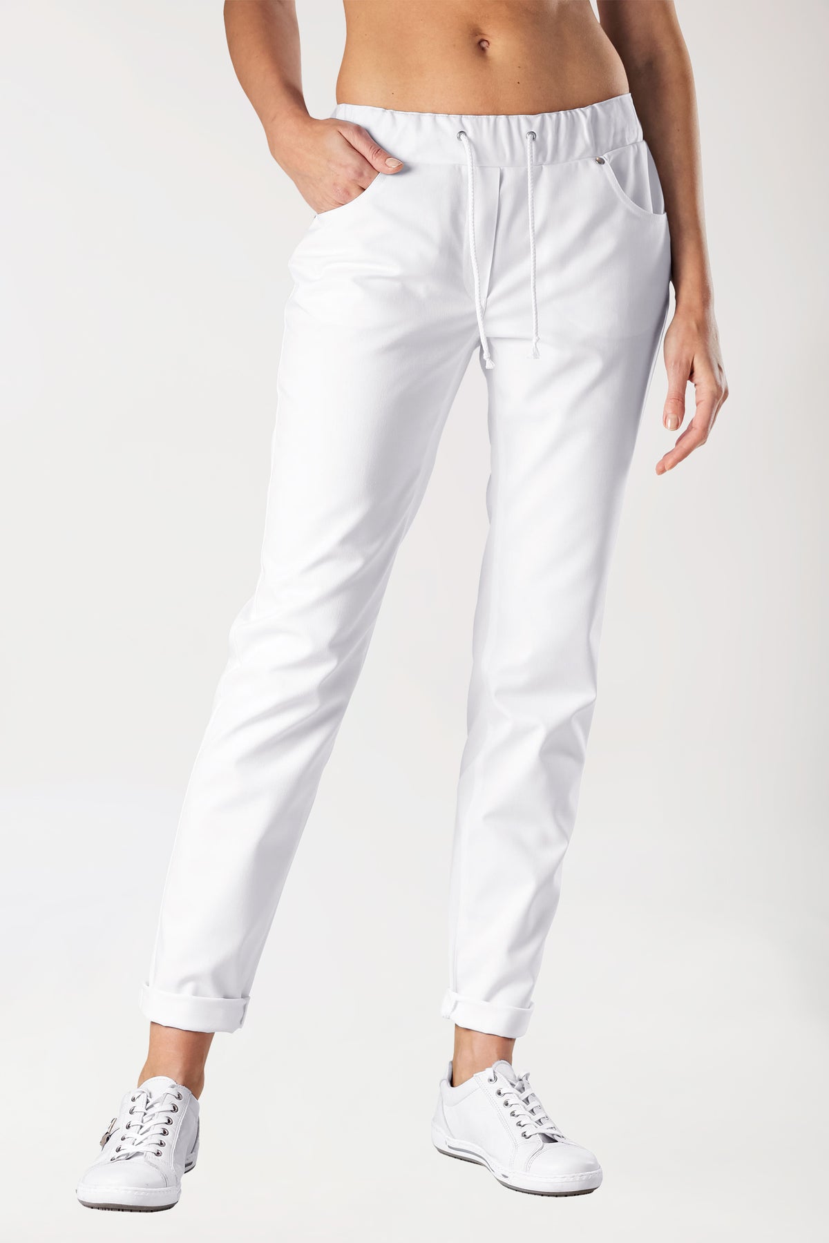 5-Pocket Stretchhose Damen - Jeanslook weiß