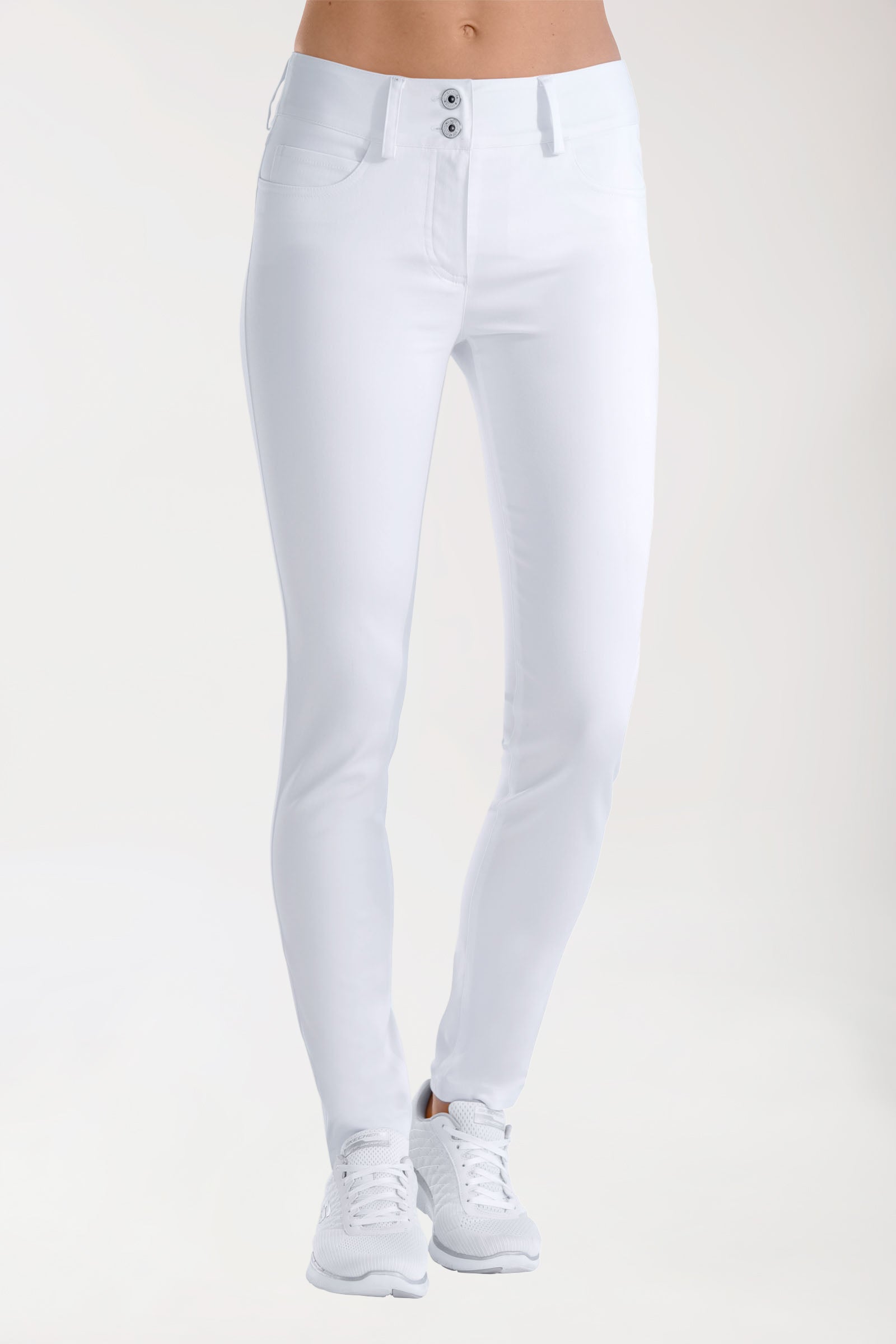 Comfort Stretch Hose Damen - 5-Pocket mit breitem Bund weiß