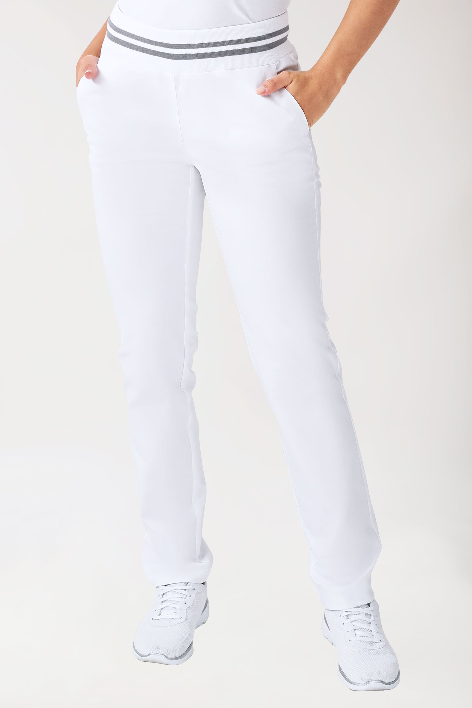 Stretch Hose Damen - Strickbund weiß/grau