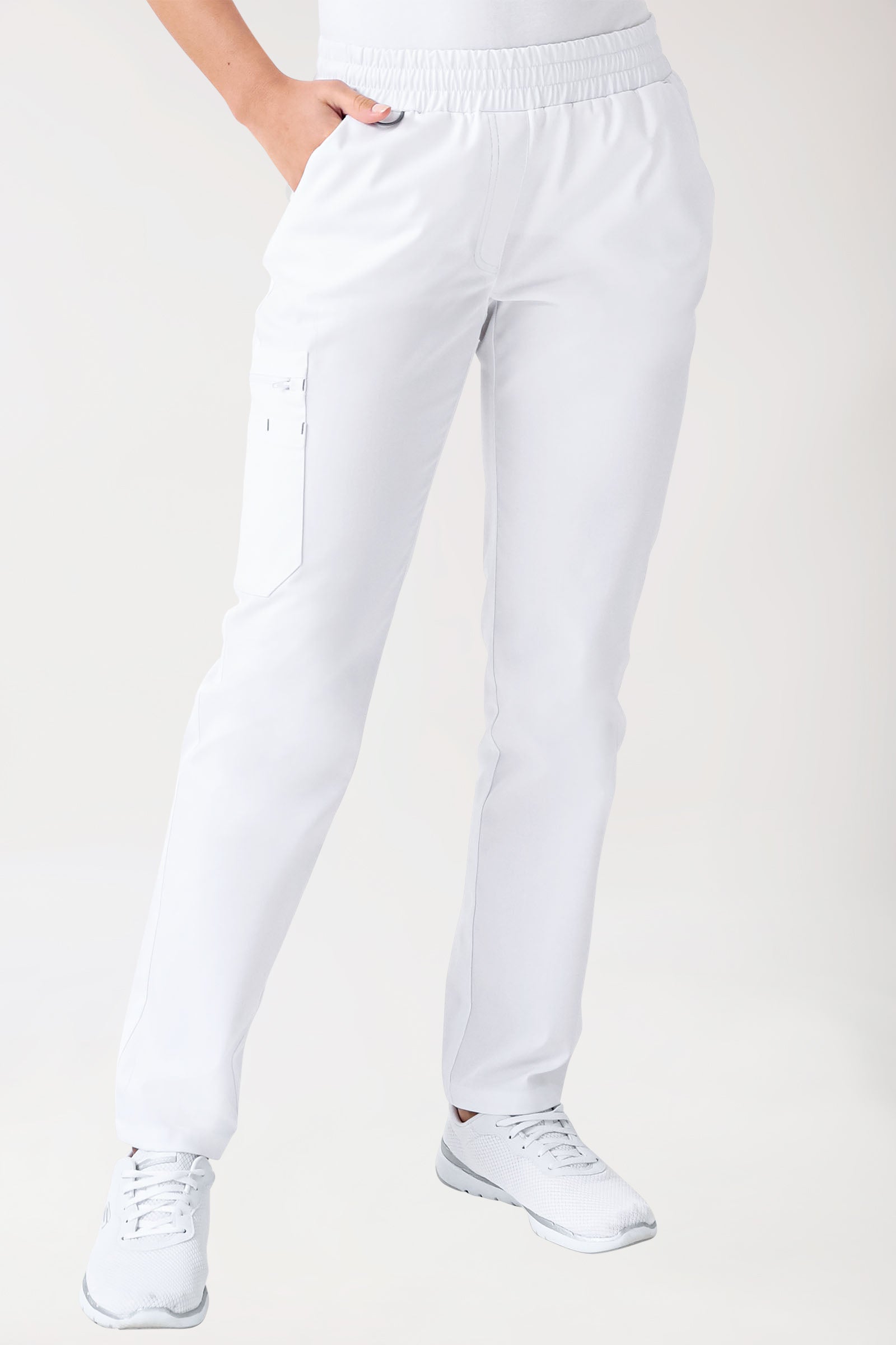 CLINIC STRETCH Hose Damen - gerader Saum weiß/grau
